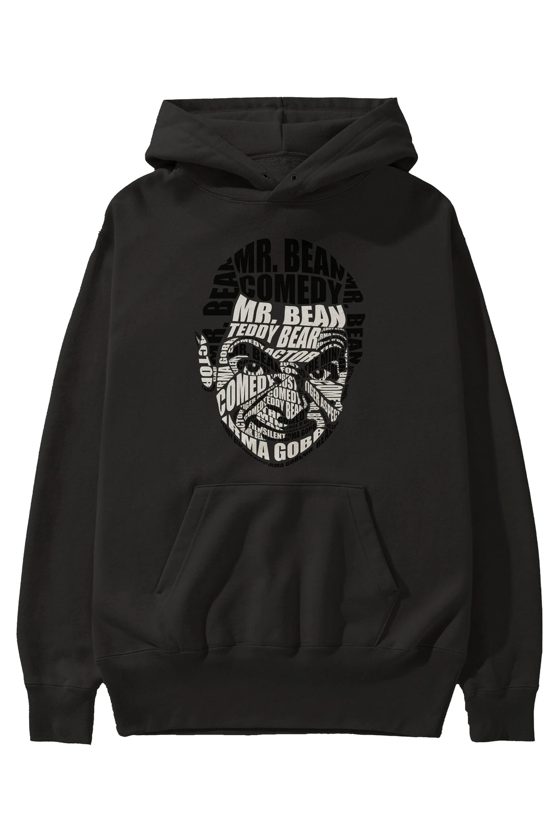 Mr Bean Calligram Ön Baskılı Hoodie Oversize Kapüşonlu Sweatshirt Erkek Kadın Unisex