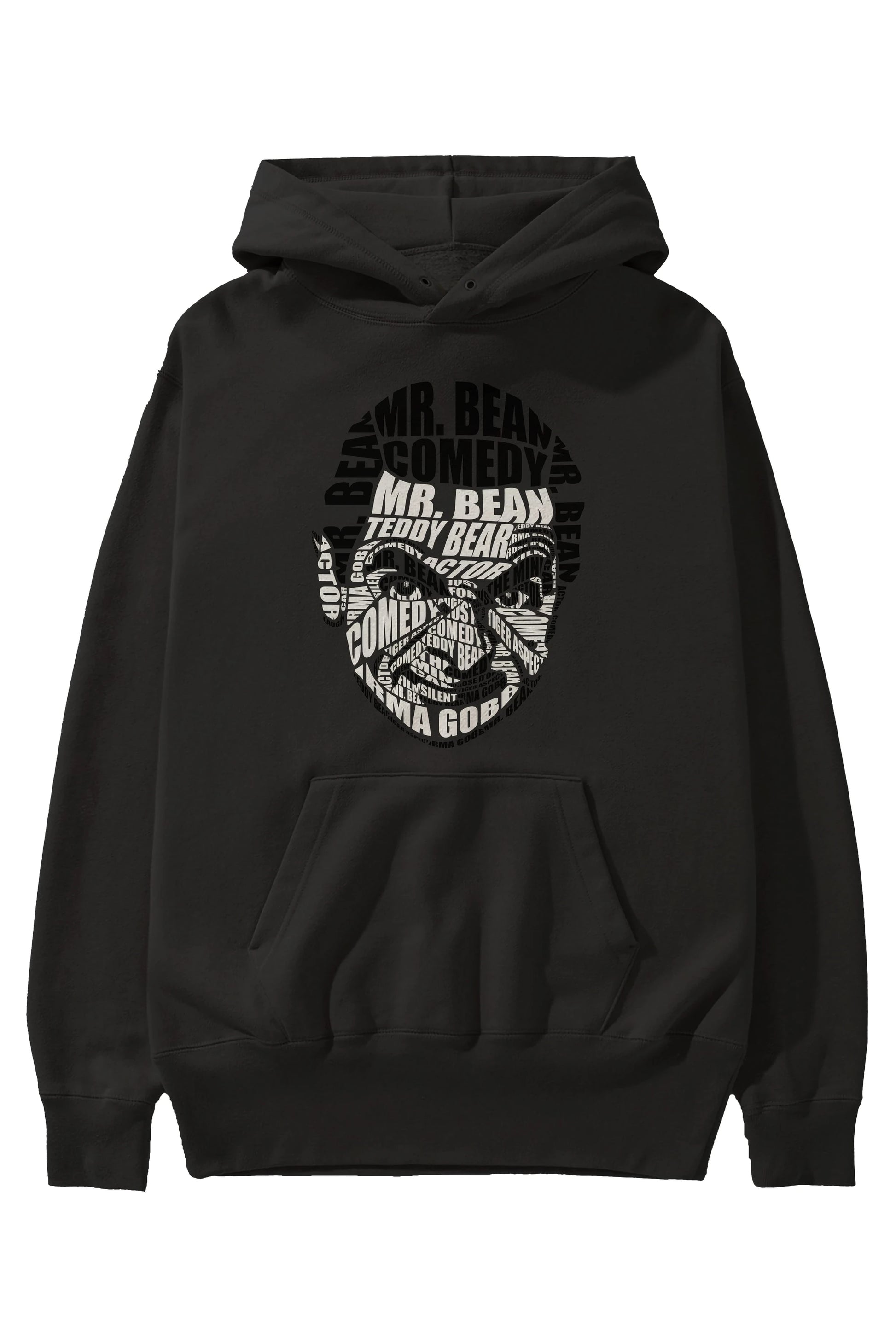 Mr Bean Calligram Ön Baskılı Hoodie Oversize Kapüşonlu Sweatshirt Erkek Kadın Unisex