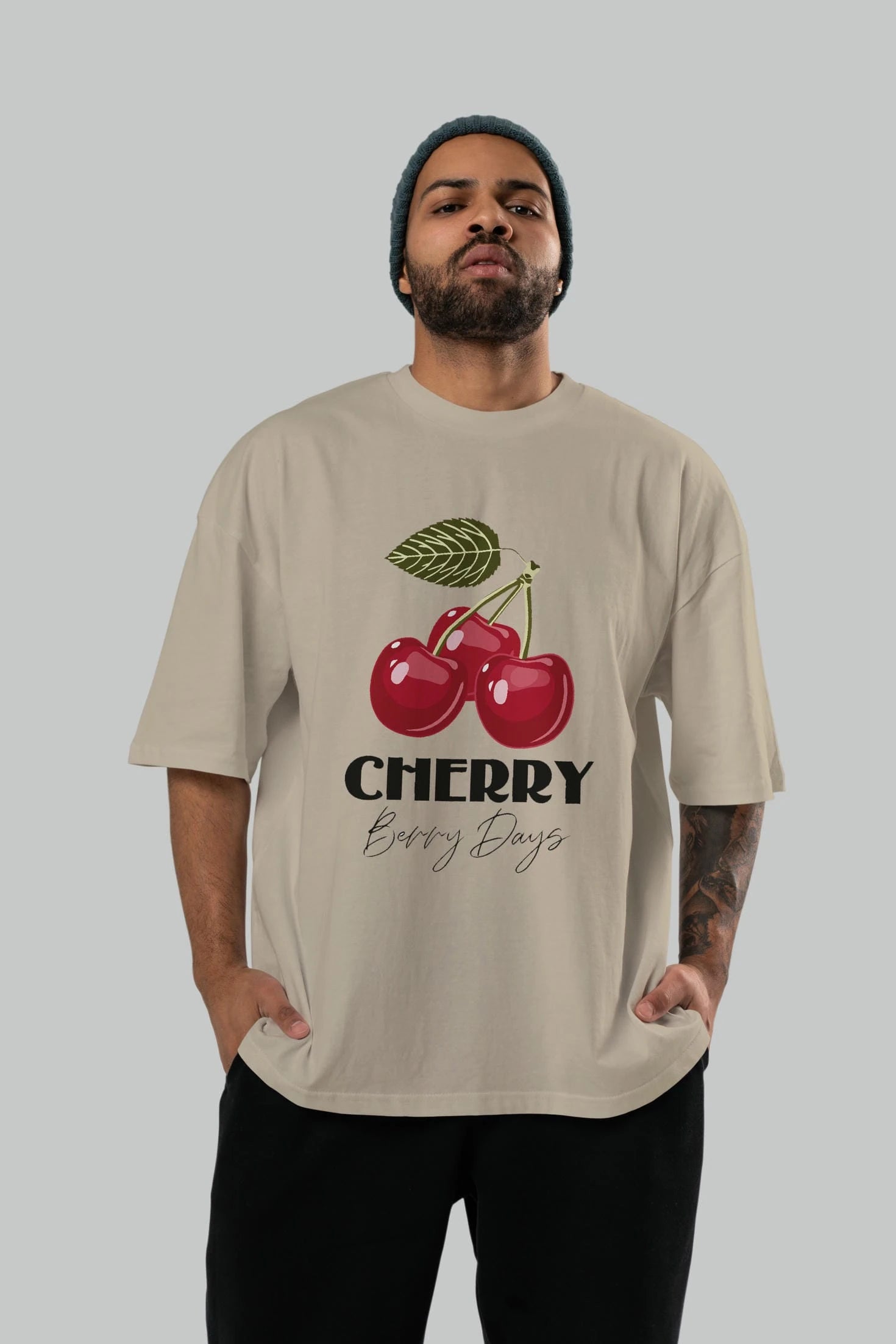 Cherry Cherries 12 Ön Baskılı Oversize t-shirt Erkek Kadın Pamuk Bisiklet Yaka tişort