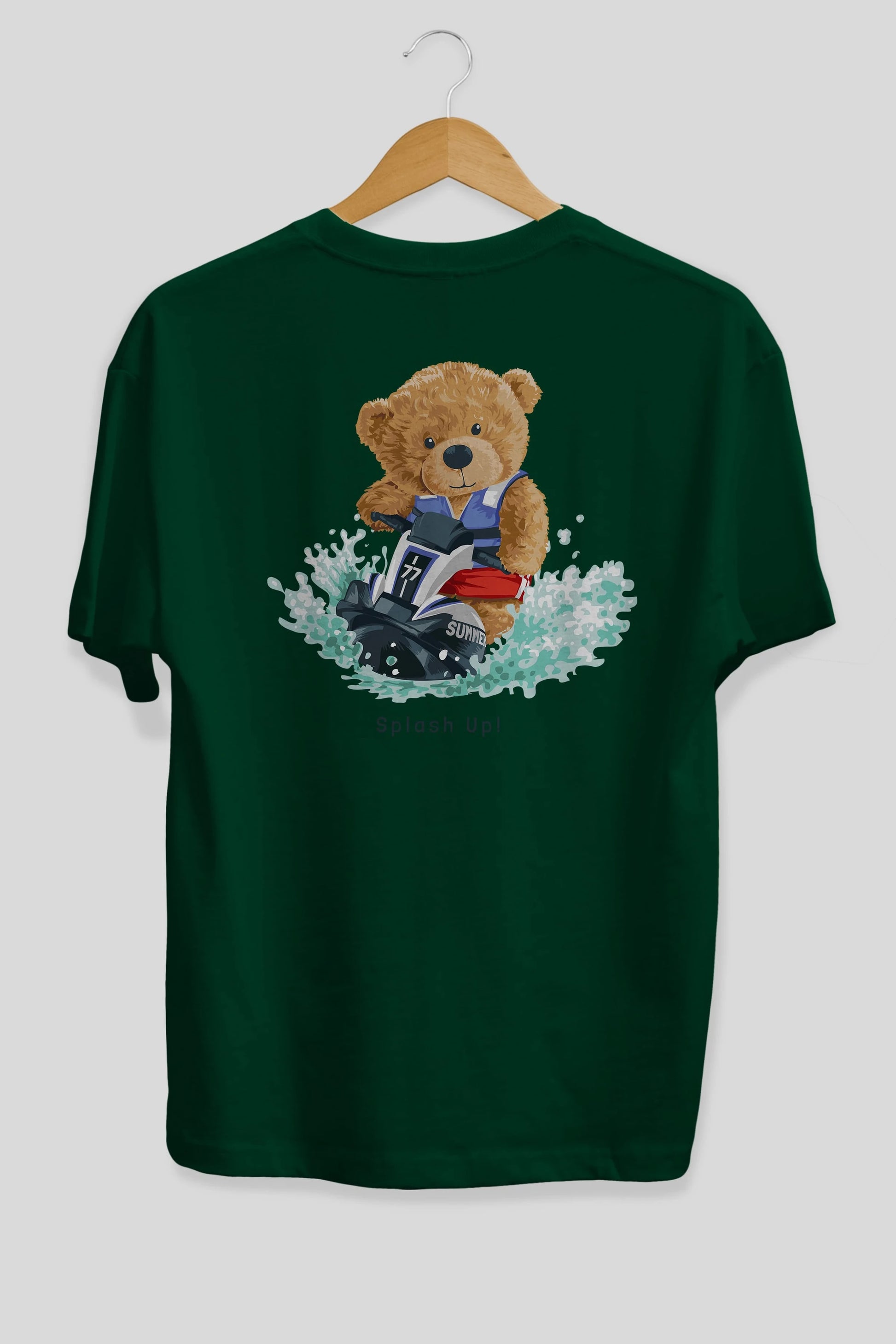 Teddy Bear Splash Up Arka Baskılı Oversize t-shirt Erkek Kadın Unisex %100 Pamuk