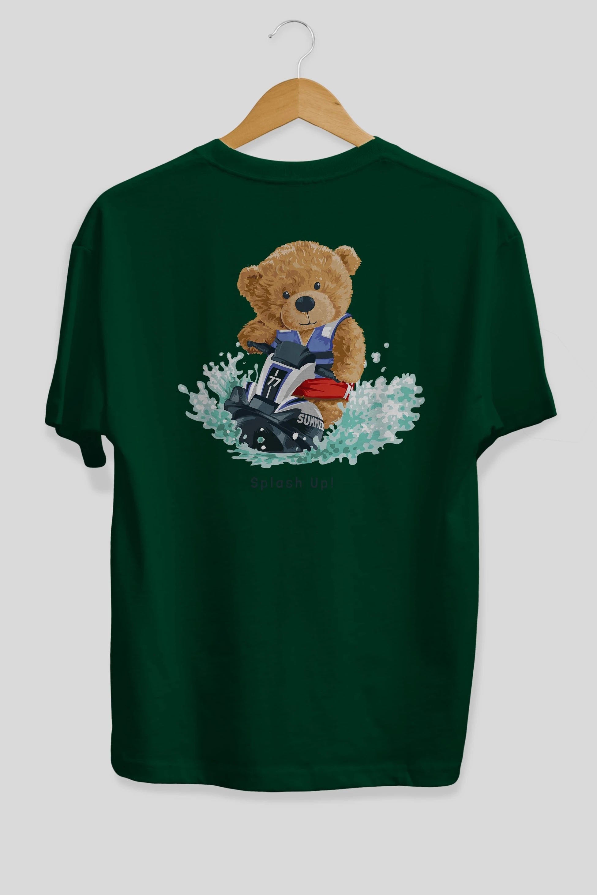 Teddy Bear Splash Up Arka Baskılı Oversize t-shirt Erkek Kadın Unisex %100 Pamuk