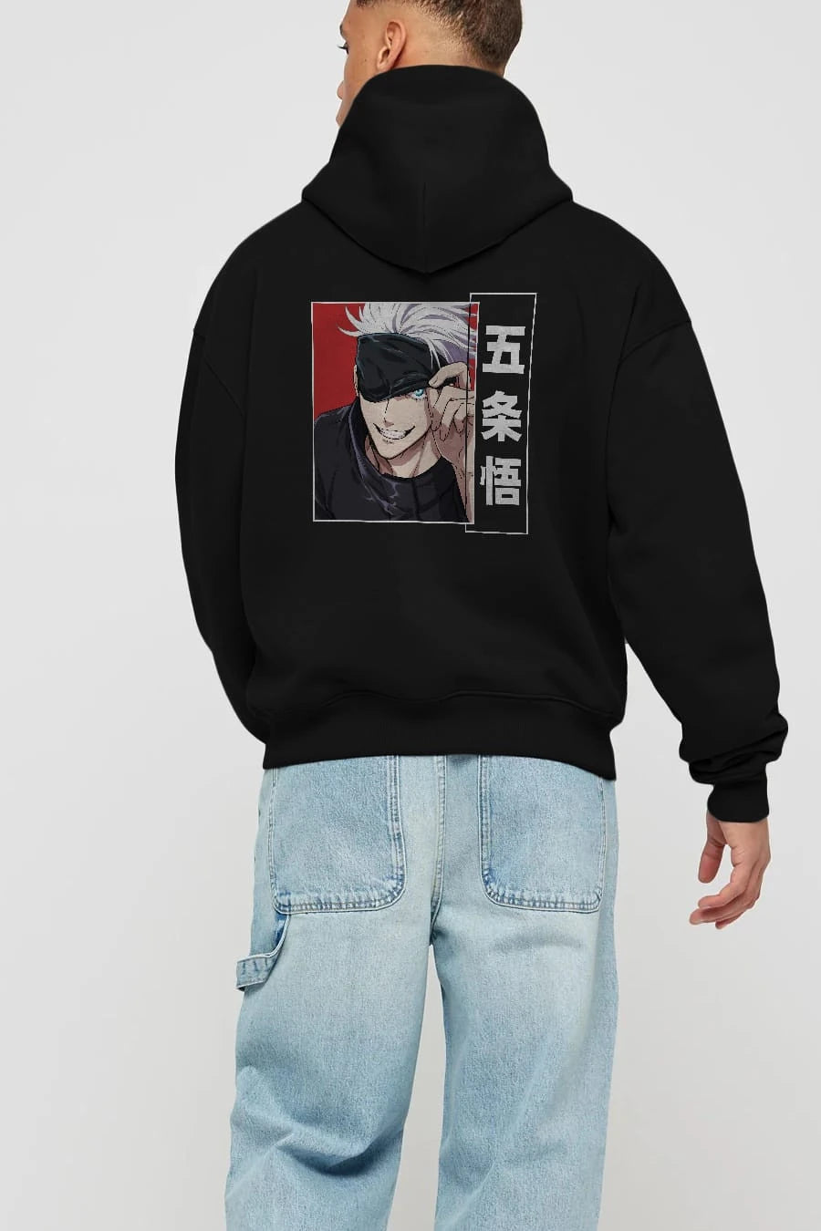 JUJUTSU KAISEN Anime Arka Baskılı Hoodie Oversize Kapüşonlu Sweatshirt Erkek Kadın Unisex