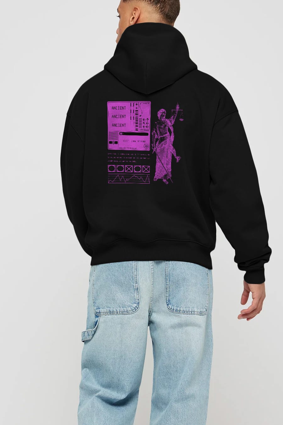 Ancient Streetwear Arka Baskılı Oversize Hoodie Kapüşonlu Sweatshirt Erkek Kadın Unisex