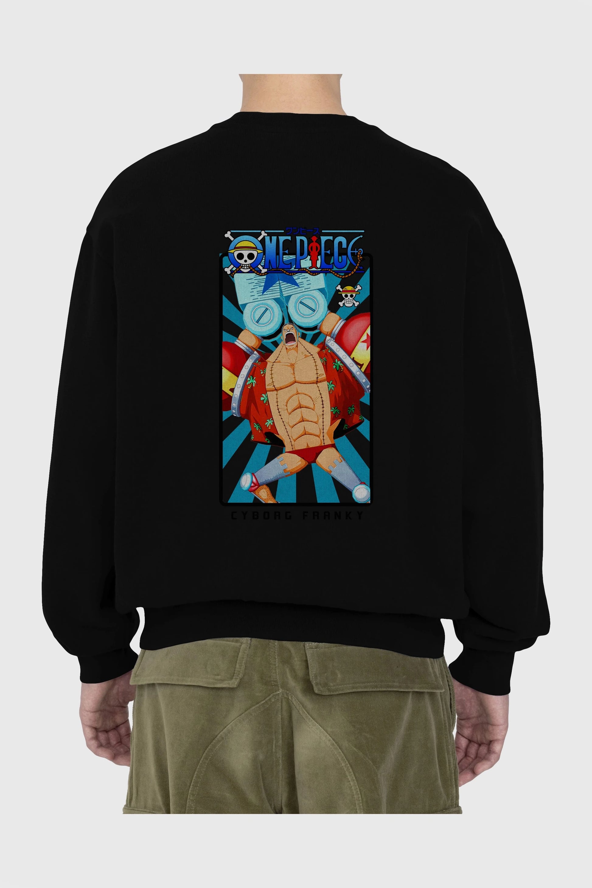 Franky Arka Baskılı Anime Oversize Sweatshirt Erkek Kadın Unisex