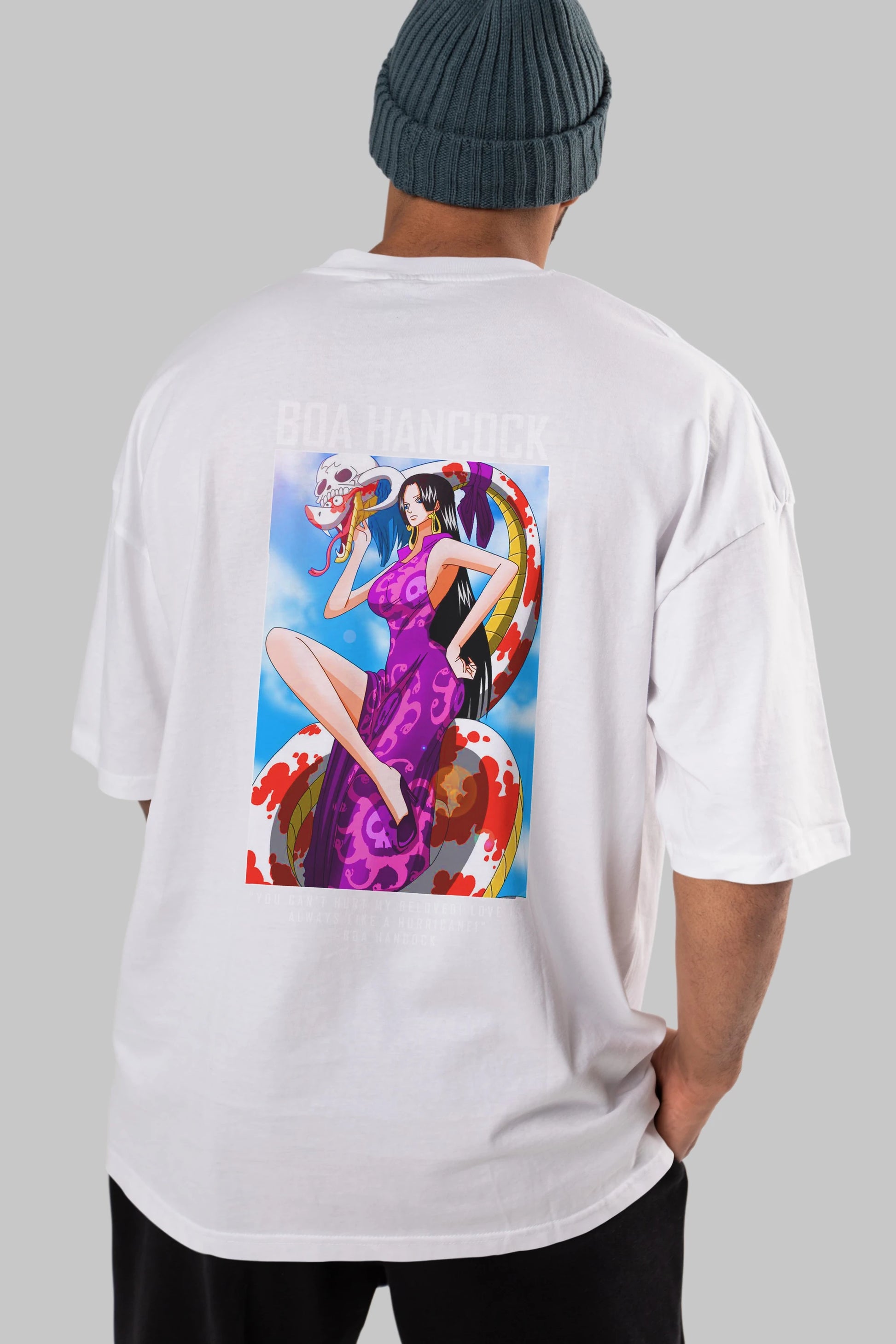 Boa Hancock Anime Arka Baskılı Oversize t-shirt Erkek Kadın Unisex %100 pamuk tişort