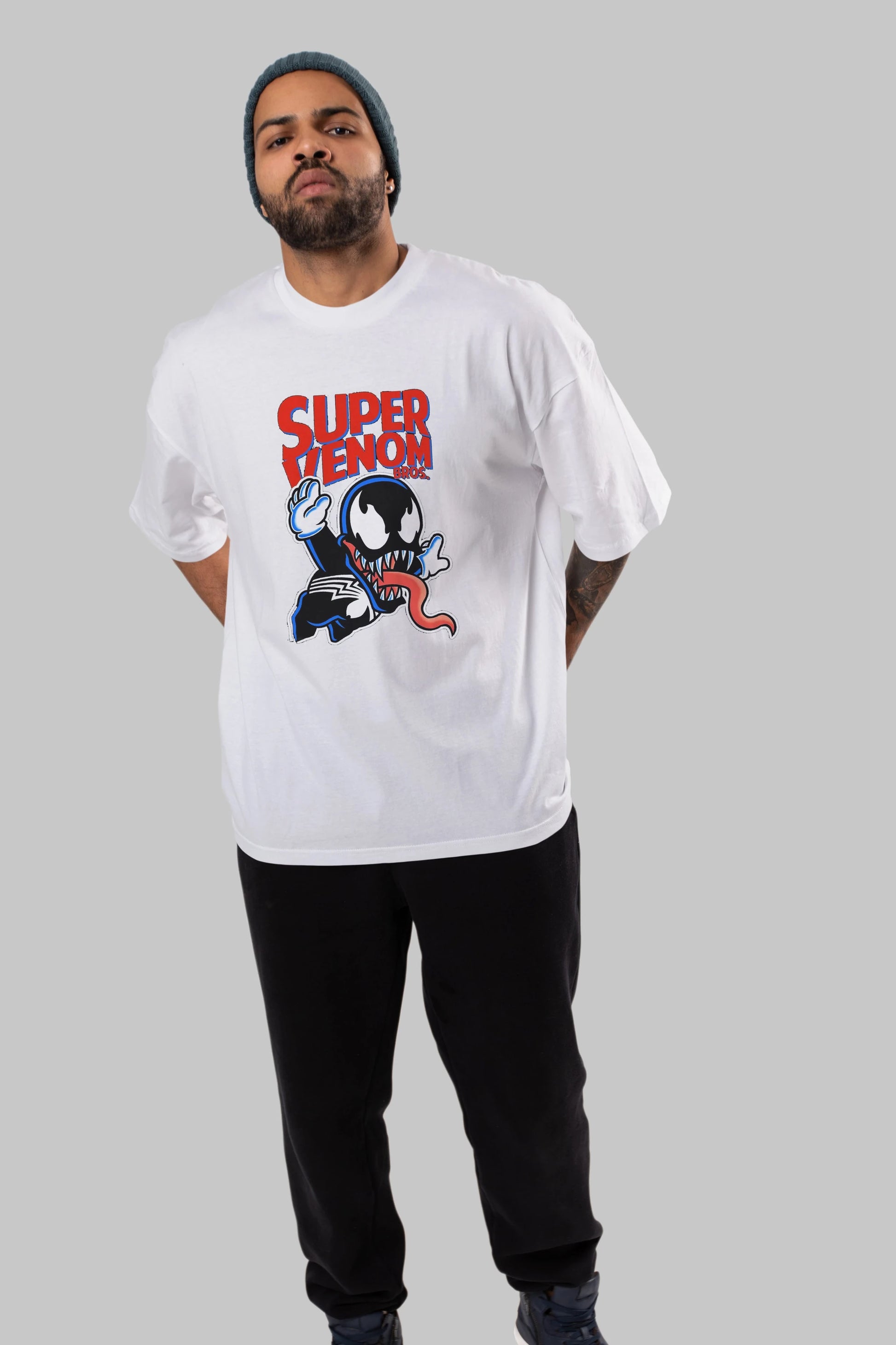 Super Venom Ön Baskılı Oversize t-shirt Erkek Kadın Unisex %100 Pamuk Bisiklet Yaka tişort