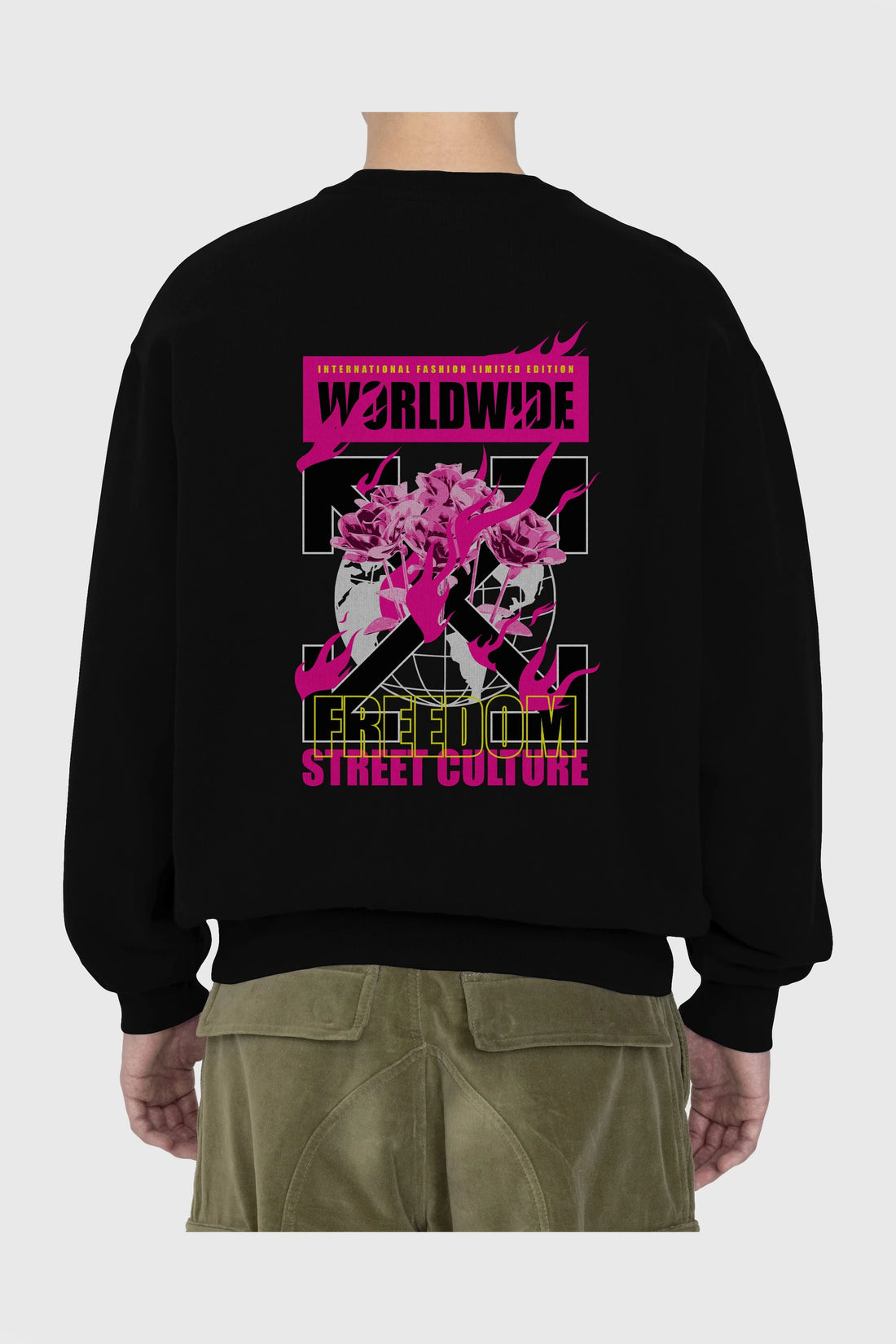 Freedom Street Culture Arka Baskılı Oversize Sweatshirt Erkek Kadın Unisex