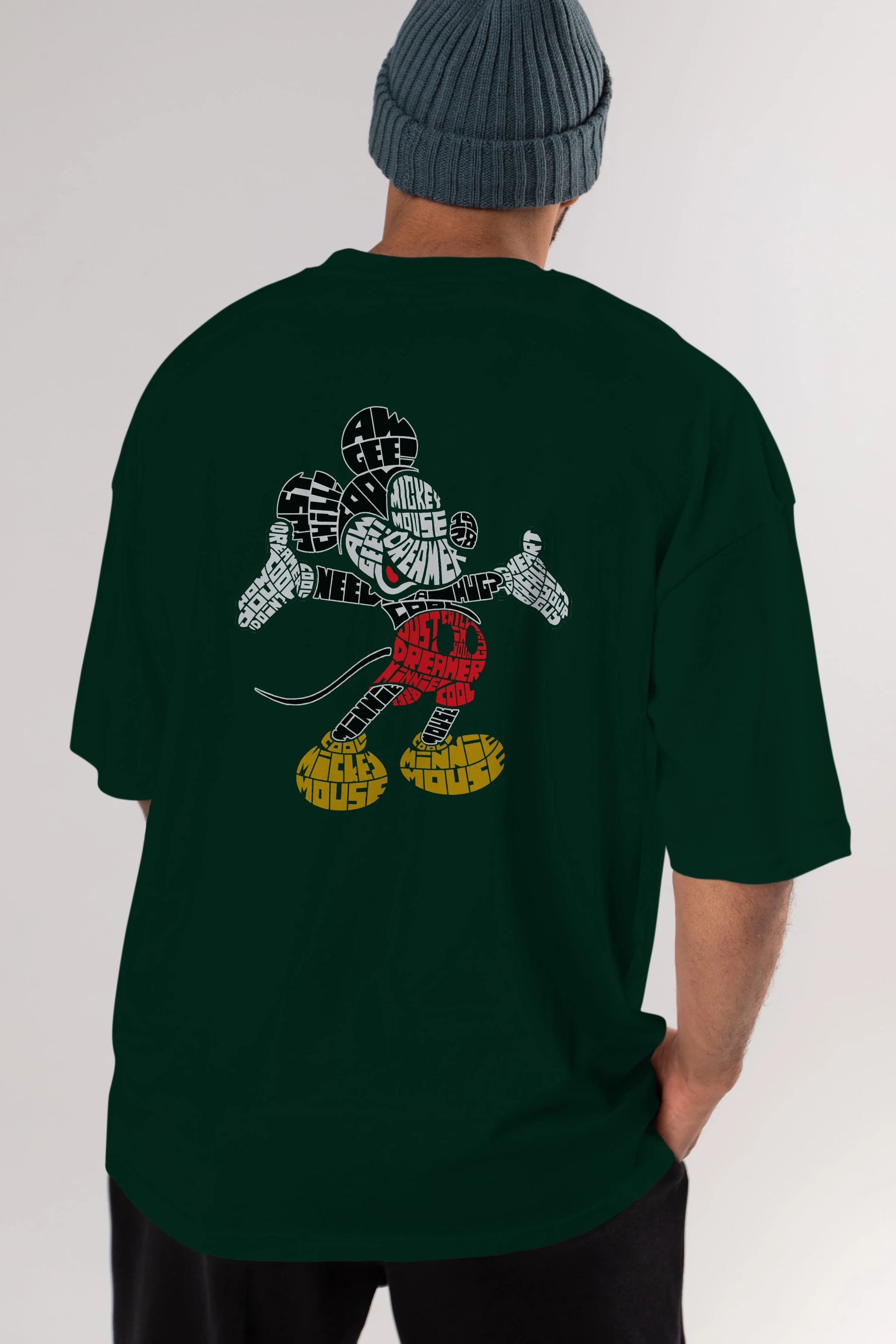 Mickey Arka Baskılı Oversize t-shirt %100 pamuk Erkek Kadın Unisex