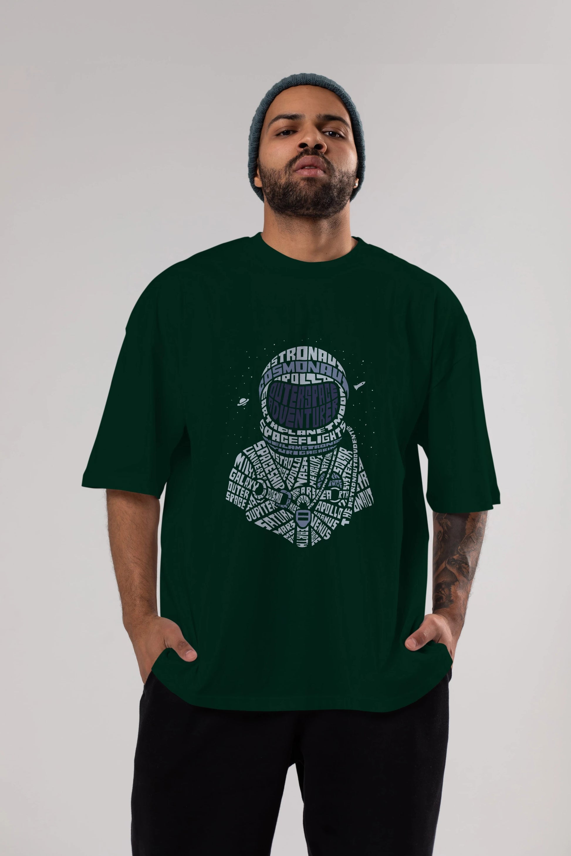 Astronaut Ön Baskılı Oversize t-shirt %100 pamuk Erkek Kadın Unisex