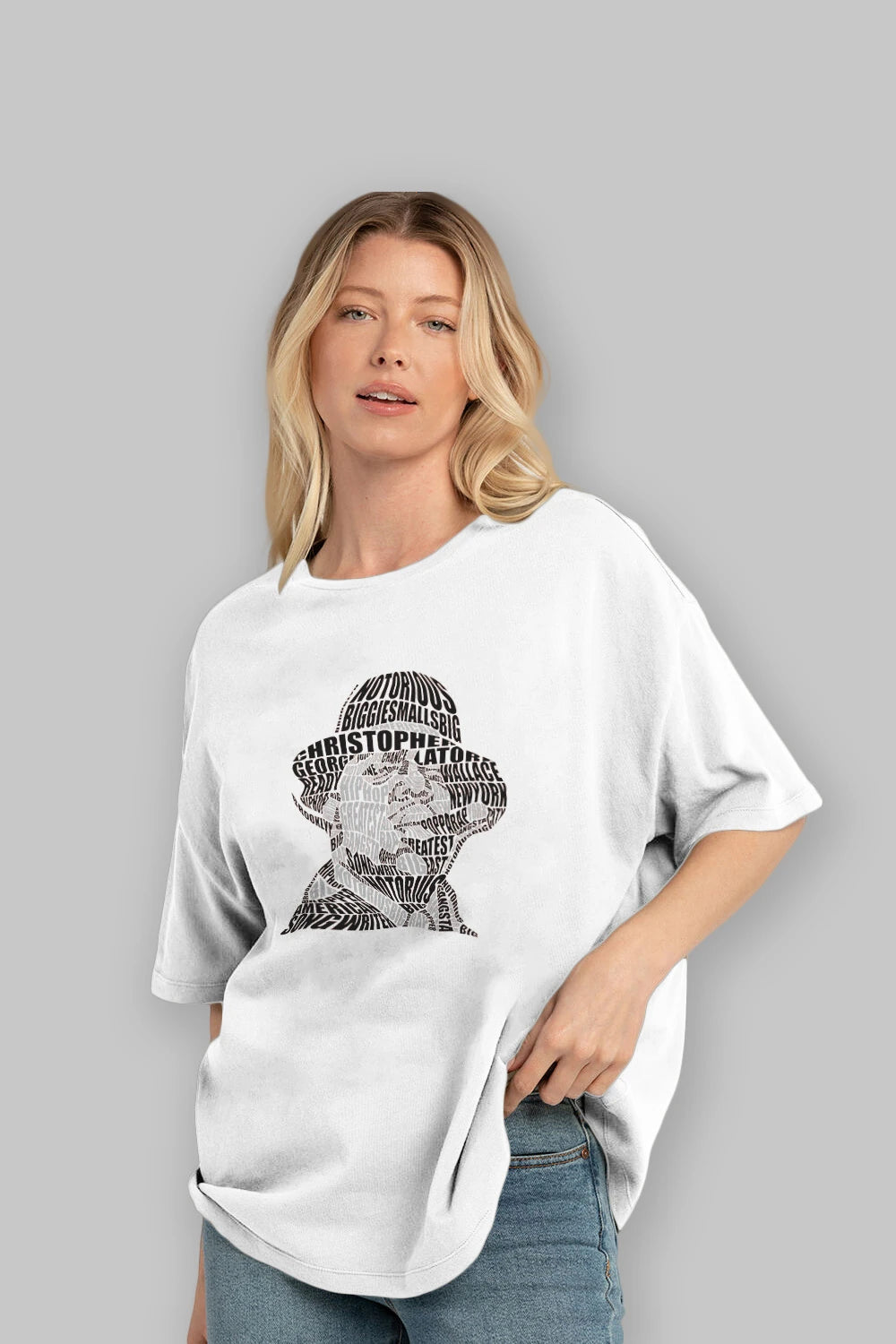 Notorious Big Calligram Ön Baskılı Oversize t-shirt %100 pamuk Erkek Kadın Unisex