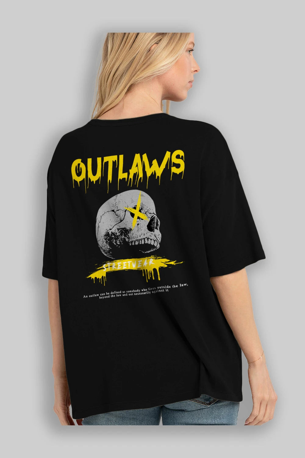 Outlaws Streetwear Arka Baskılı Oversize t-shirt Erkek Kadın Unisex