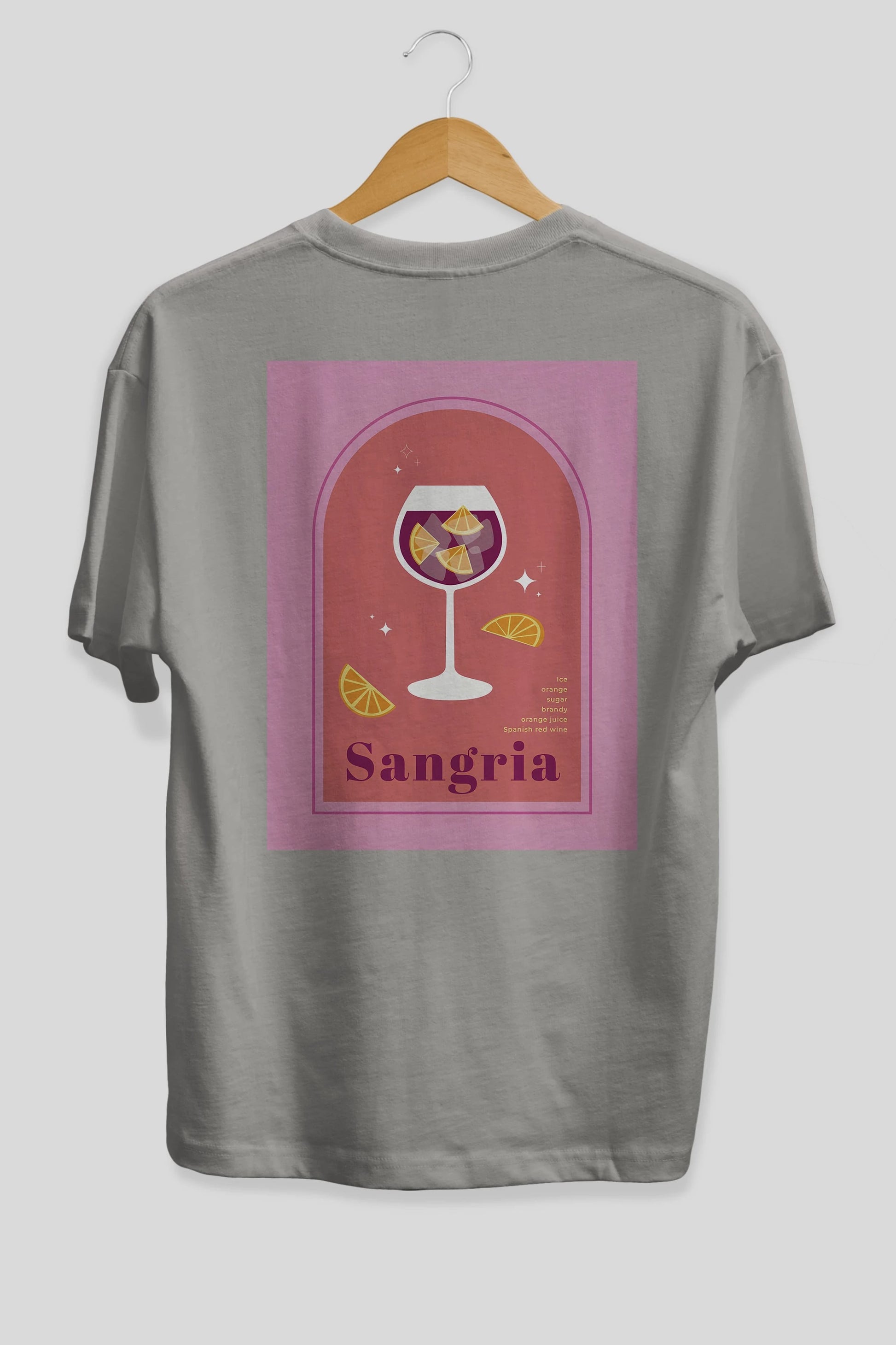 Sangria Arka Baskılı Oversize t-shirt Erkek Kadın Unisex %100 Pamuk Bisiklet Yaka tişort