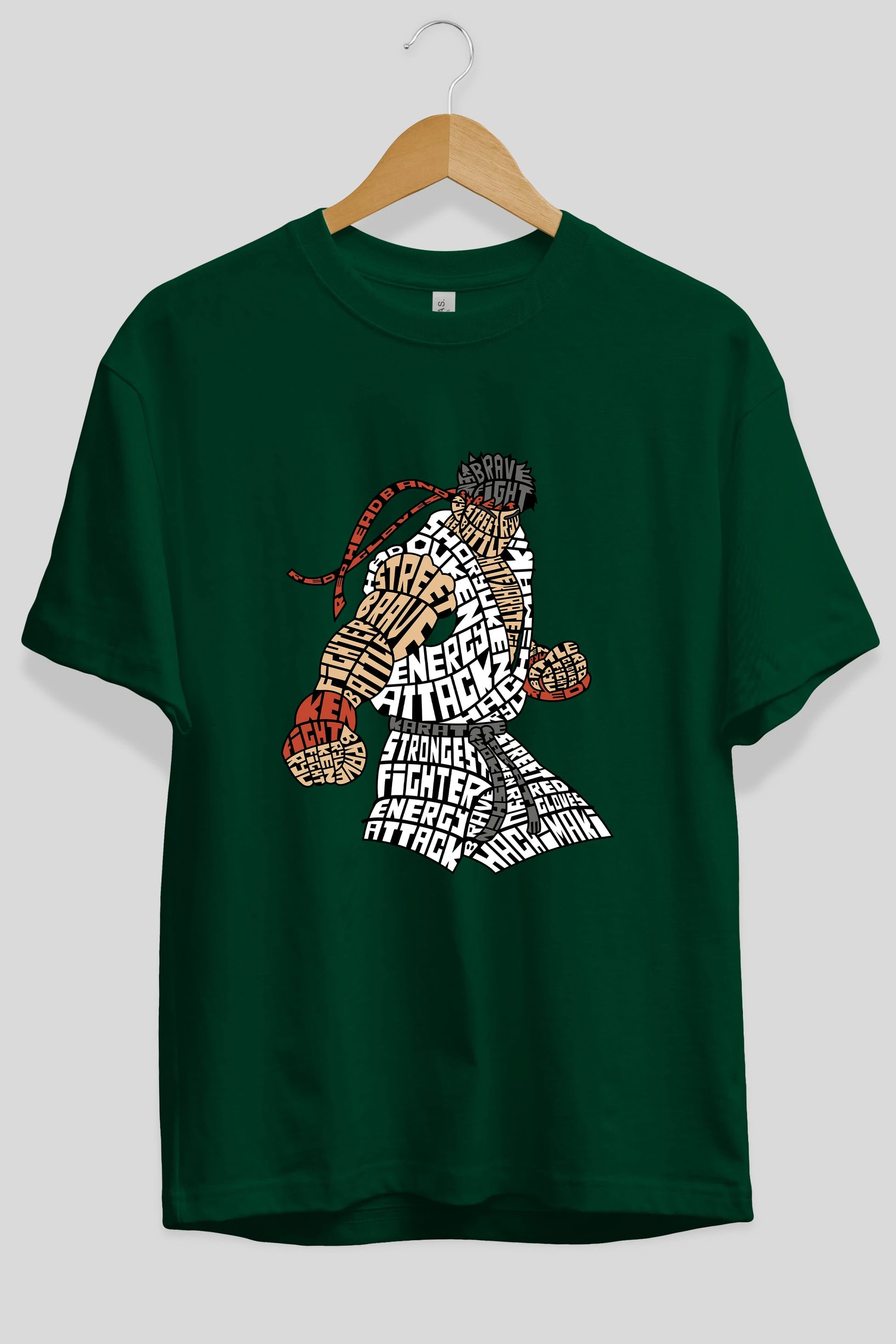 Hadouken Ön Baskılı Oversize t-shirt %100 pamuk Erkek Kadın Unisex