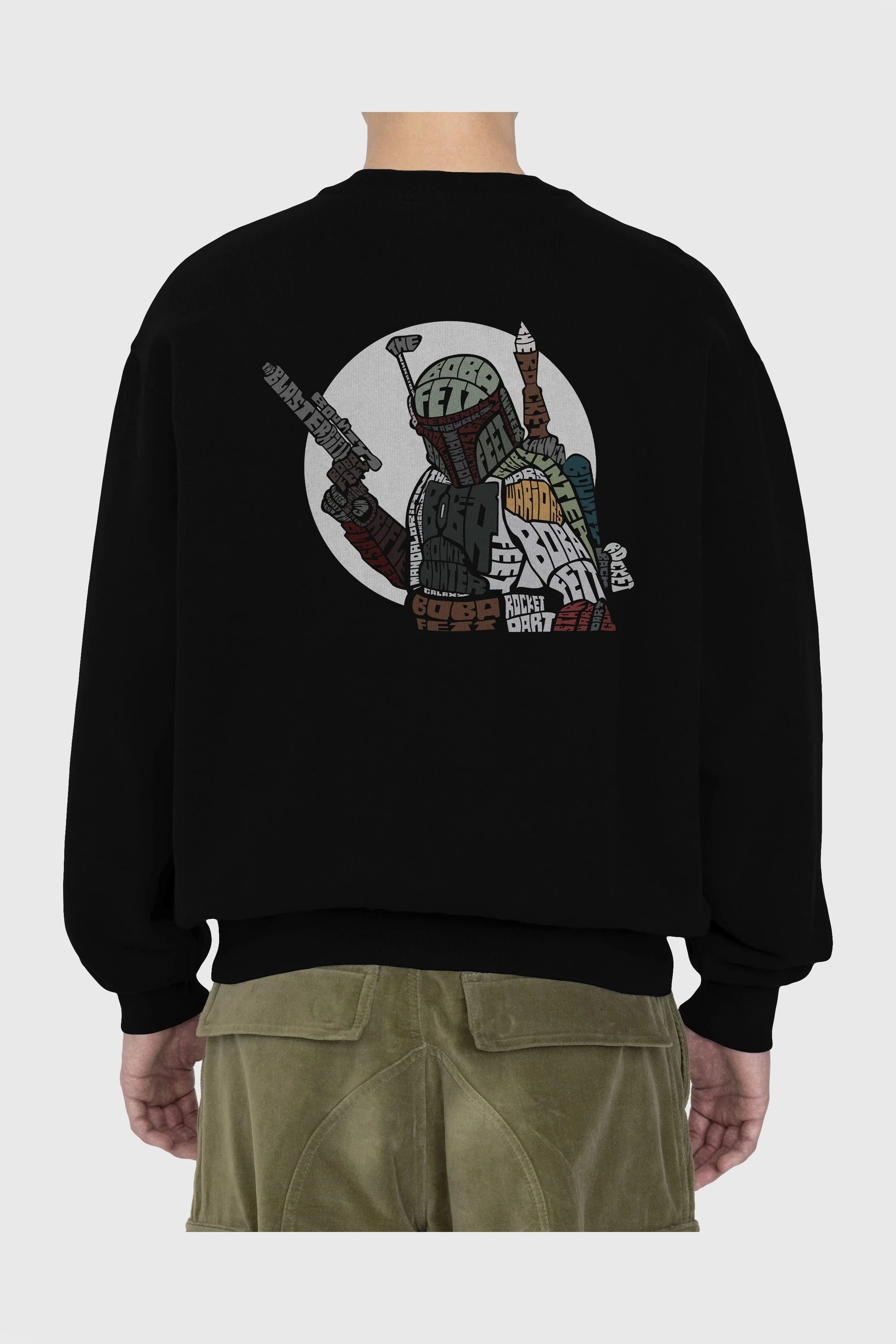 Boba Fett Arka Baskılı Oversize Sweatshirt Erkek Kadın Unisex