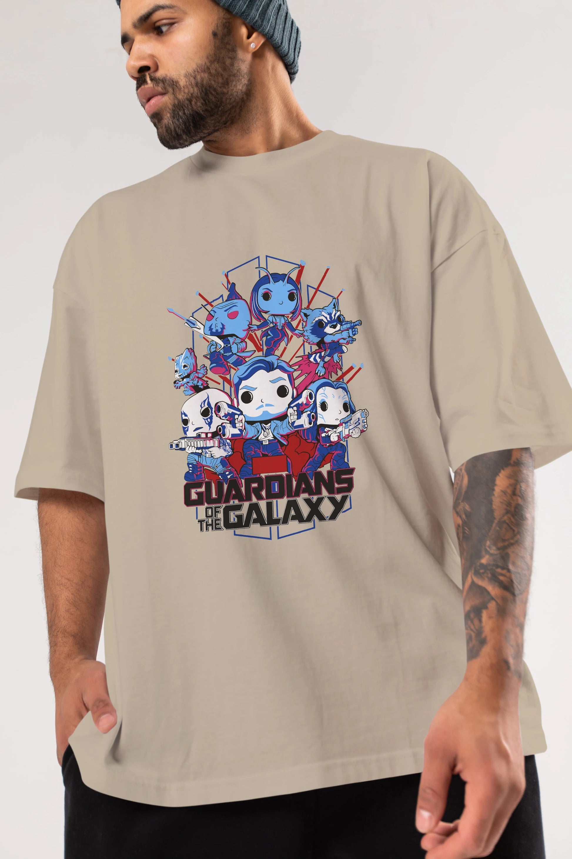 Guardians of the Galaxy Ön Baskılı Oversize t-shirt Erkek Kadın Unisex %100 Pamuk Bisiklet Yaka tişort