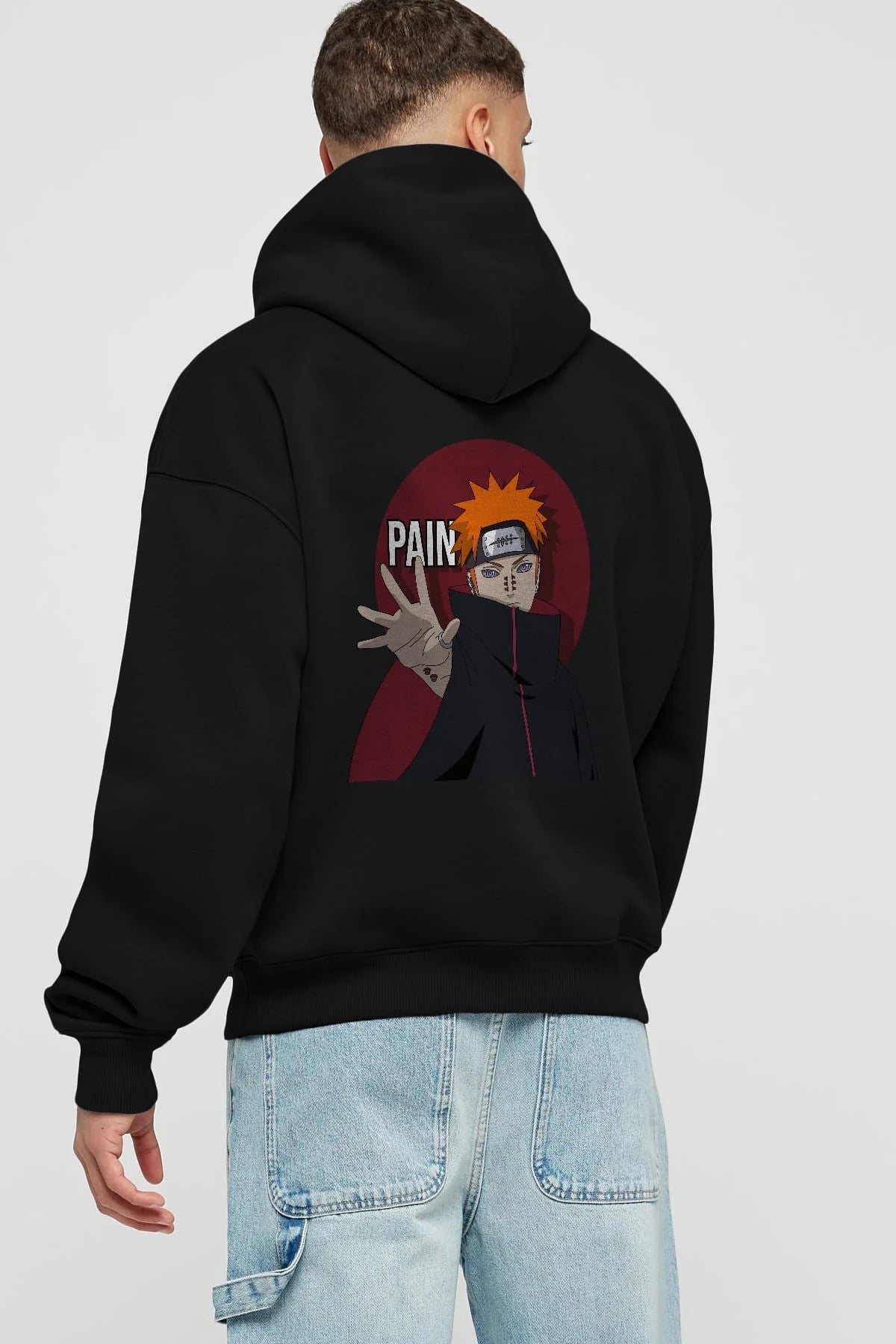 PAIN NARUTO Anime Arka Baskılı Hoodie Oversize Kapüşonlu Sweatshirt Erkek Kadın Unisex