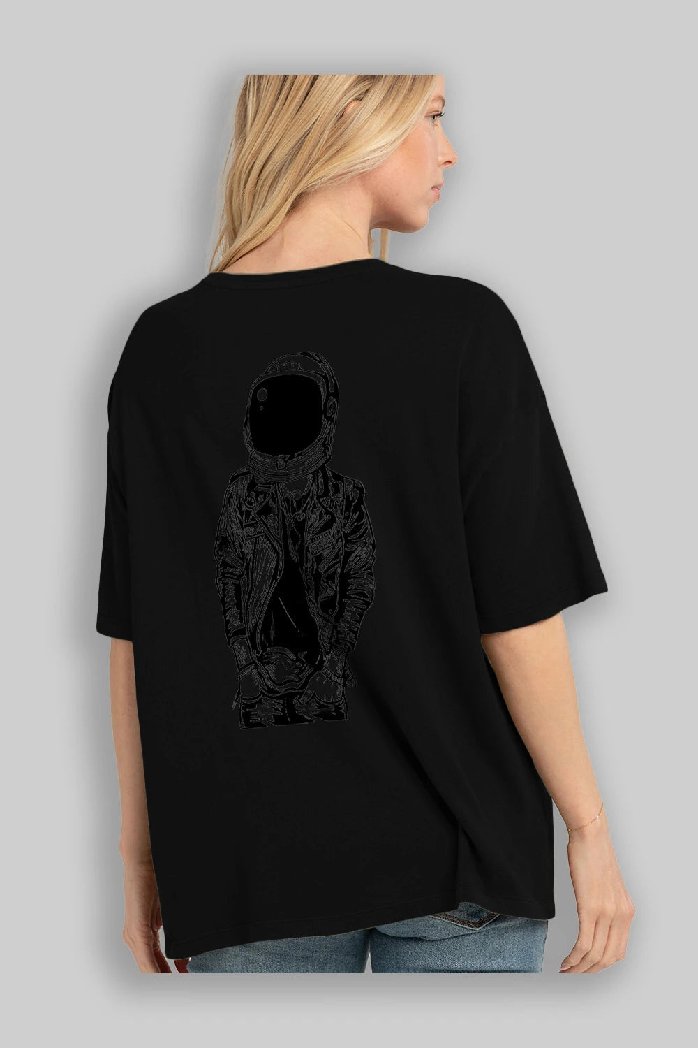 Astronaut Punkster Arka Baskılı Oversize t-shirt Erkek Kadın Unisex %100 Pamuk