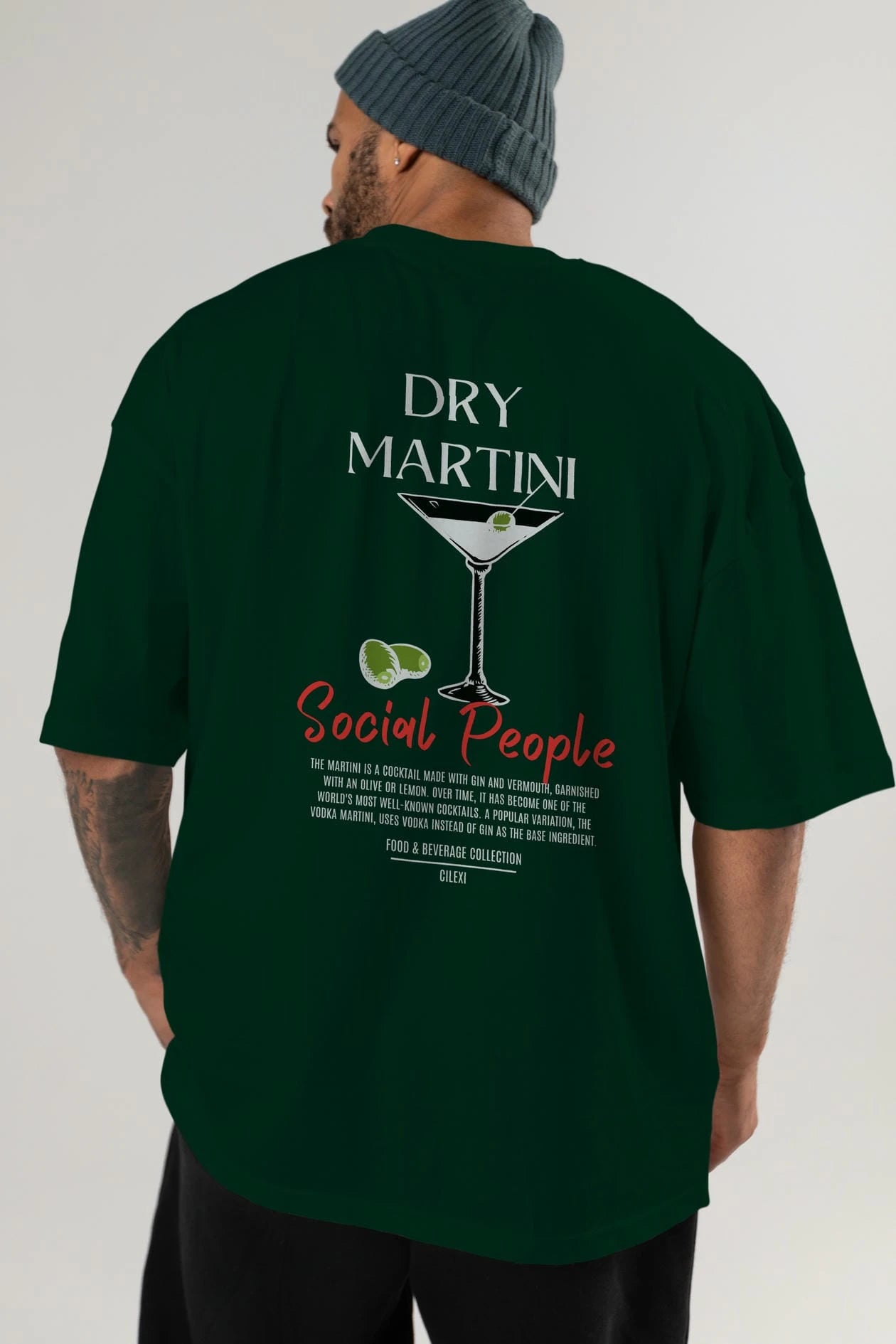 Dry Martını Kokteyl Serisi Baskılı Oversize t-shirt Erkek Kadın Unisex %100 Pamuk Bisiklet Yaka tişort