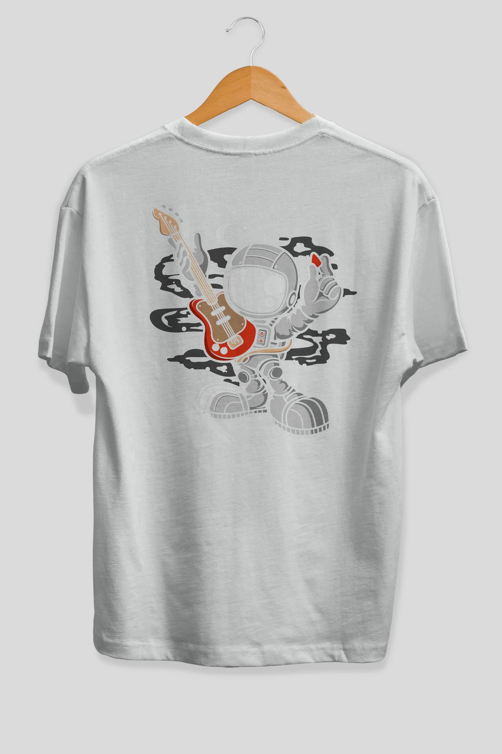 Astronaut Guitar Arka Baskılı Oversize t-shirt Erkek Kadın Unisex