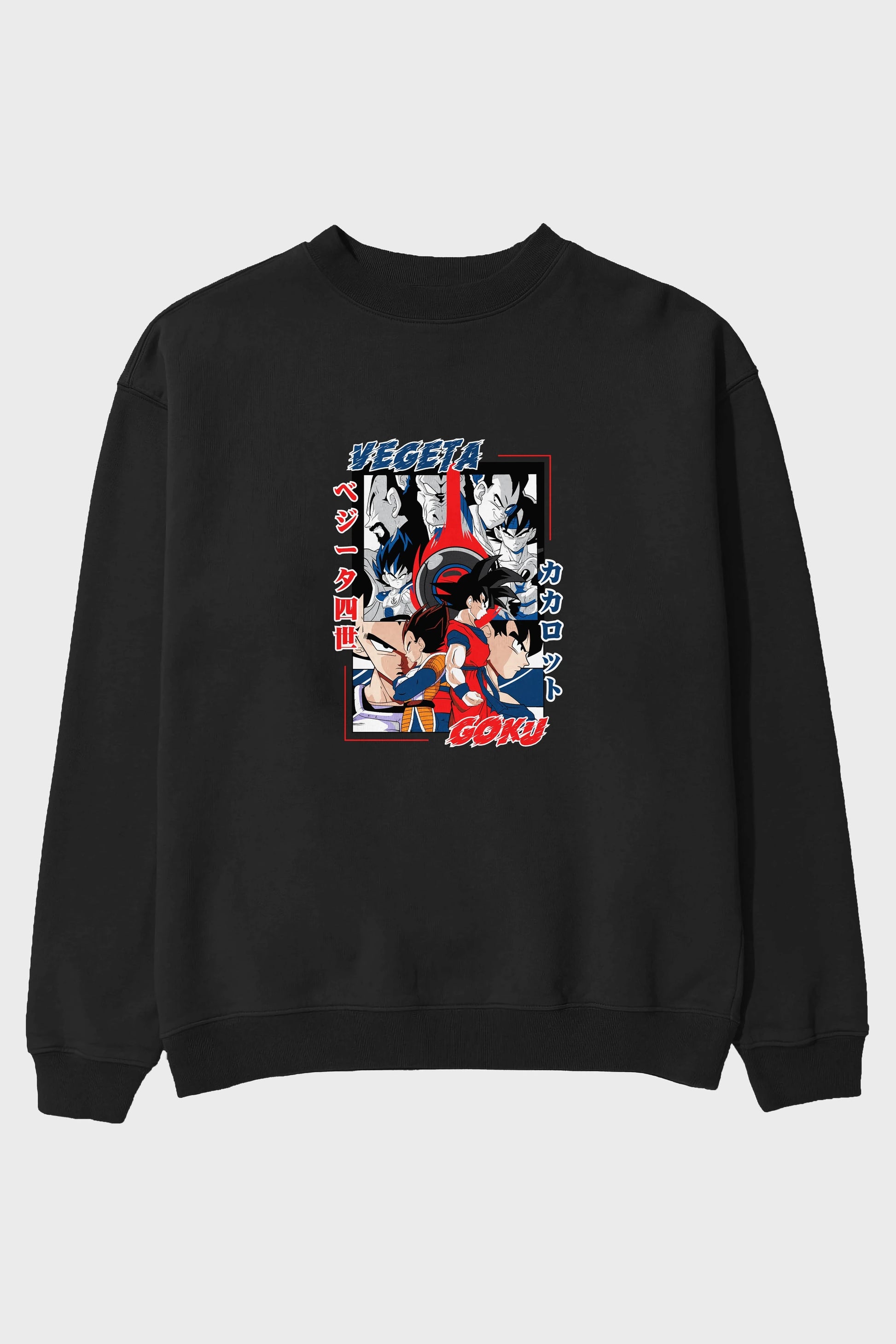 VEGETA VS GOKU Anime Ön Baskılı Oversize Sweatshirt Erkek Kadın Unisex