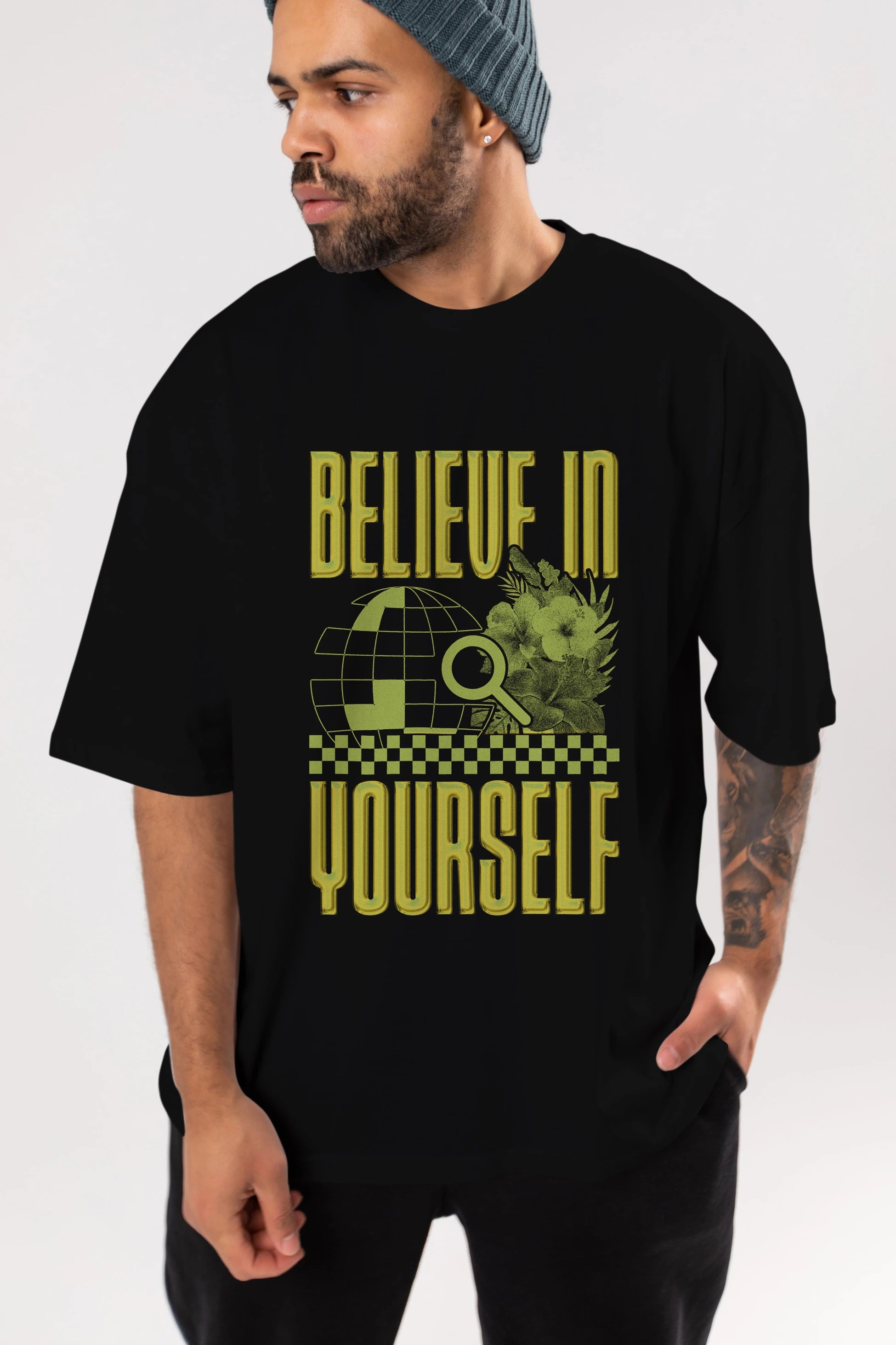 Believe in yourself Ön Baskılı Oversize t-shirt Erkek Kadın Unisex