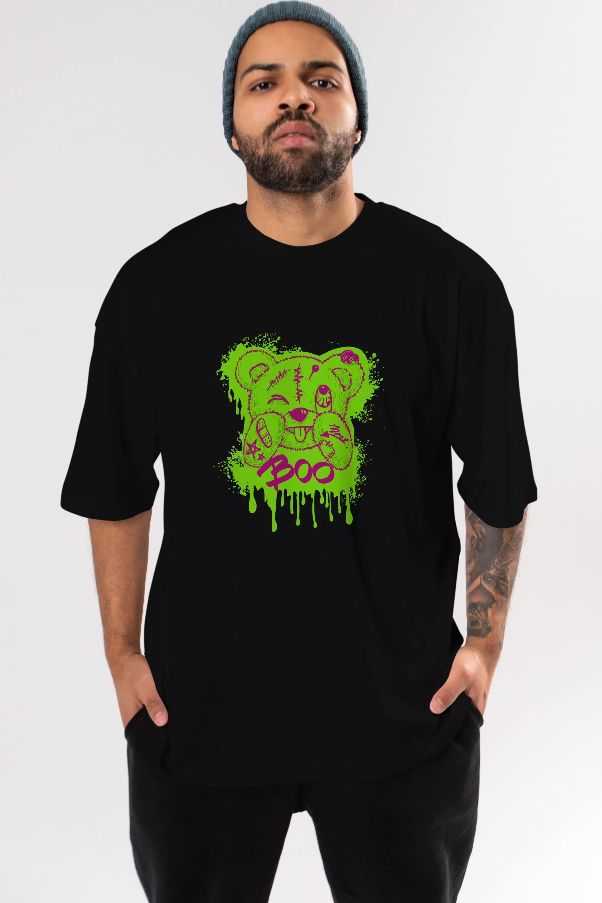 Boo  Bear Ön Baskılı Oversize t-shirt Erkek Kadın Unisex