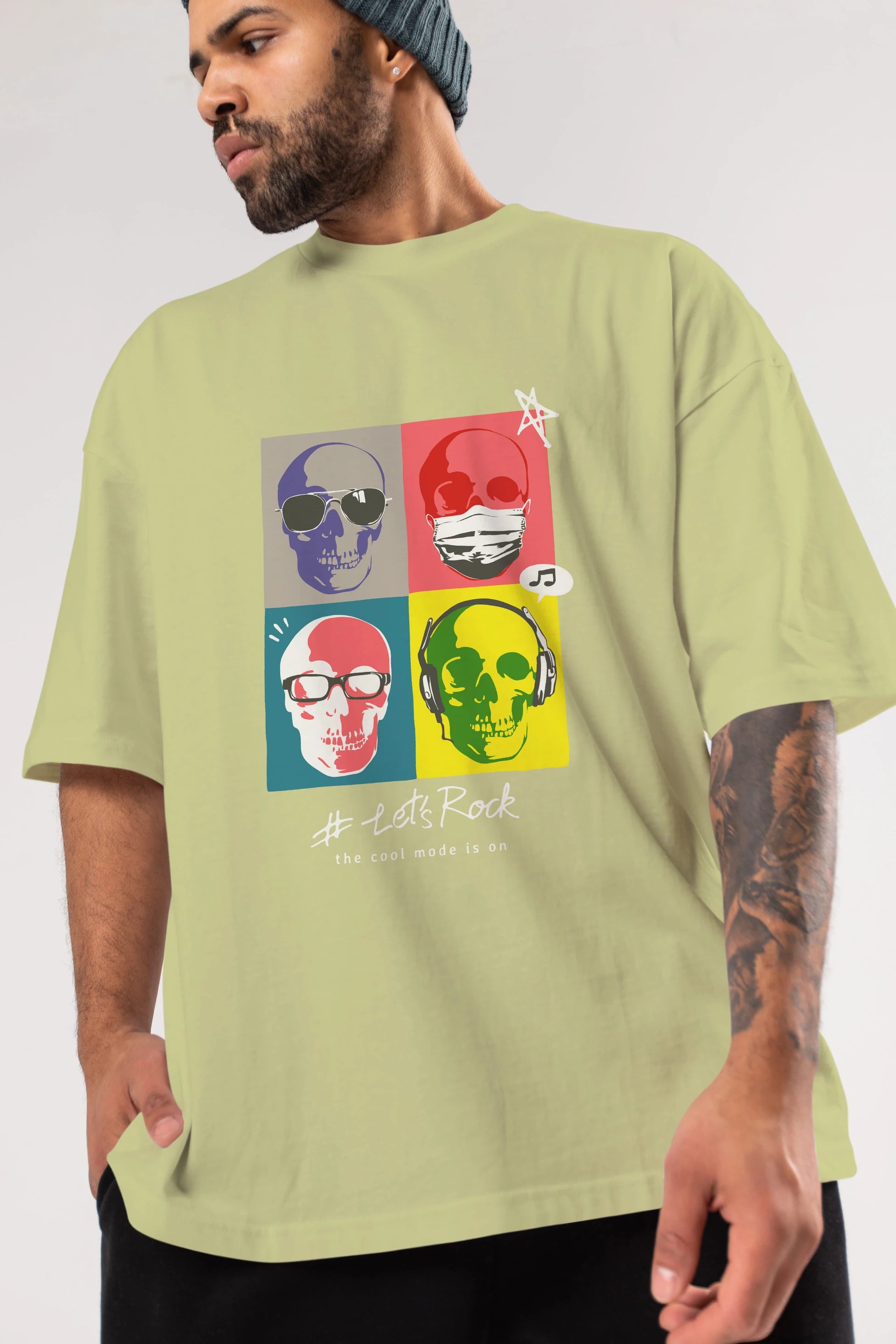 Lets Rock Ön Baskılı Oversize t-shirt Erkek Kadın Unisex
