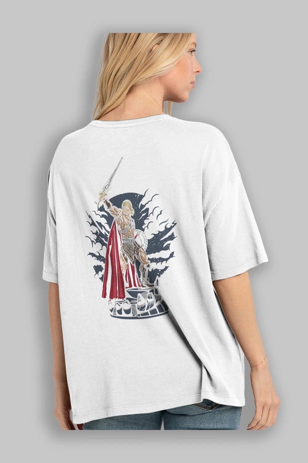 Warrior Arka Baskılı Oversize t-shirt Erkek Kadın Unisex %100 Pamuk