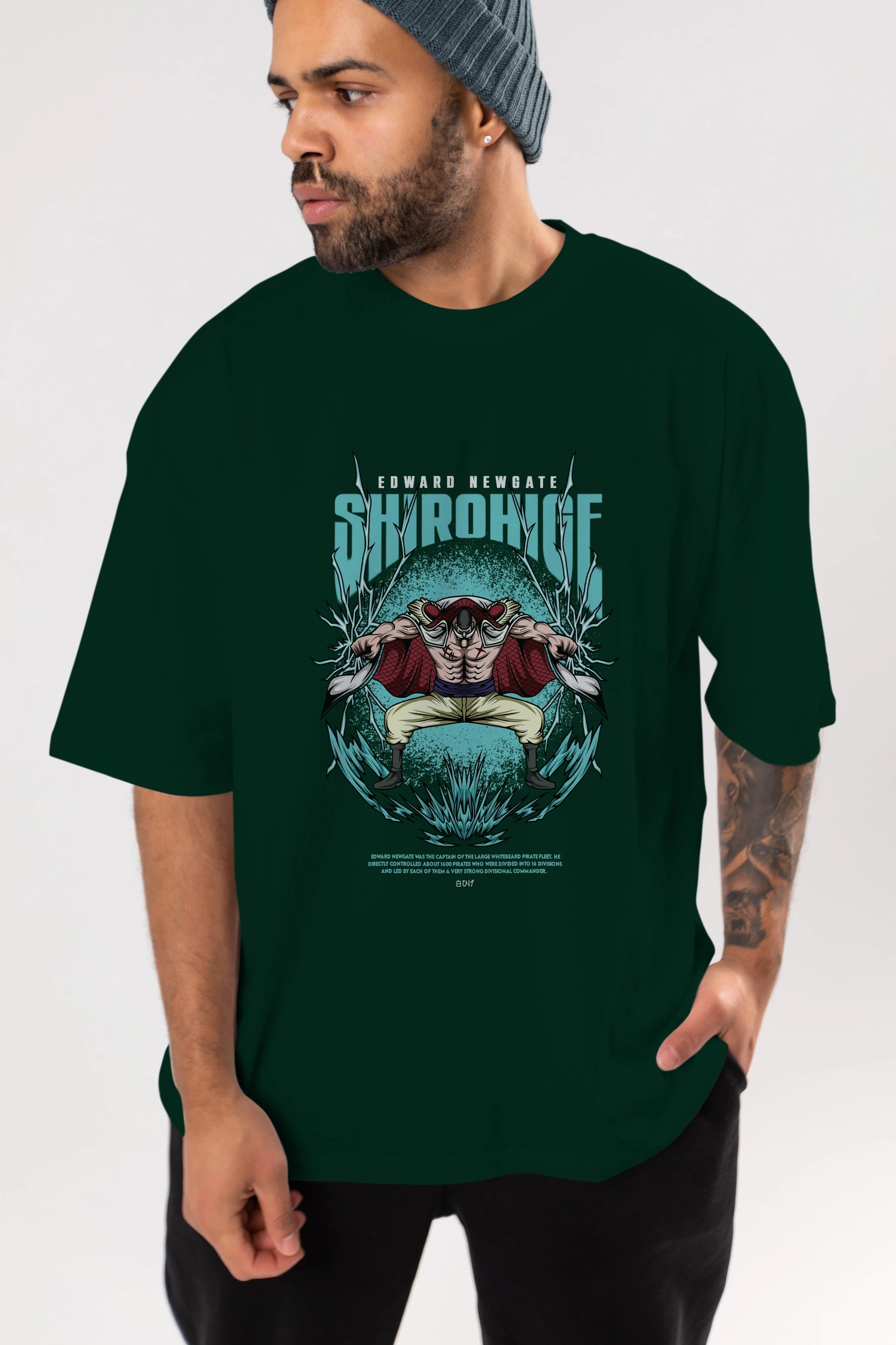 Shirohige Anime Ön Baskılı Oversize t-shirt %100 pamuk Erkek Kadın Unisex