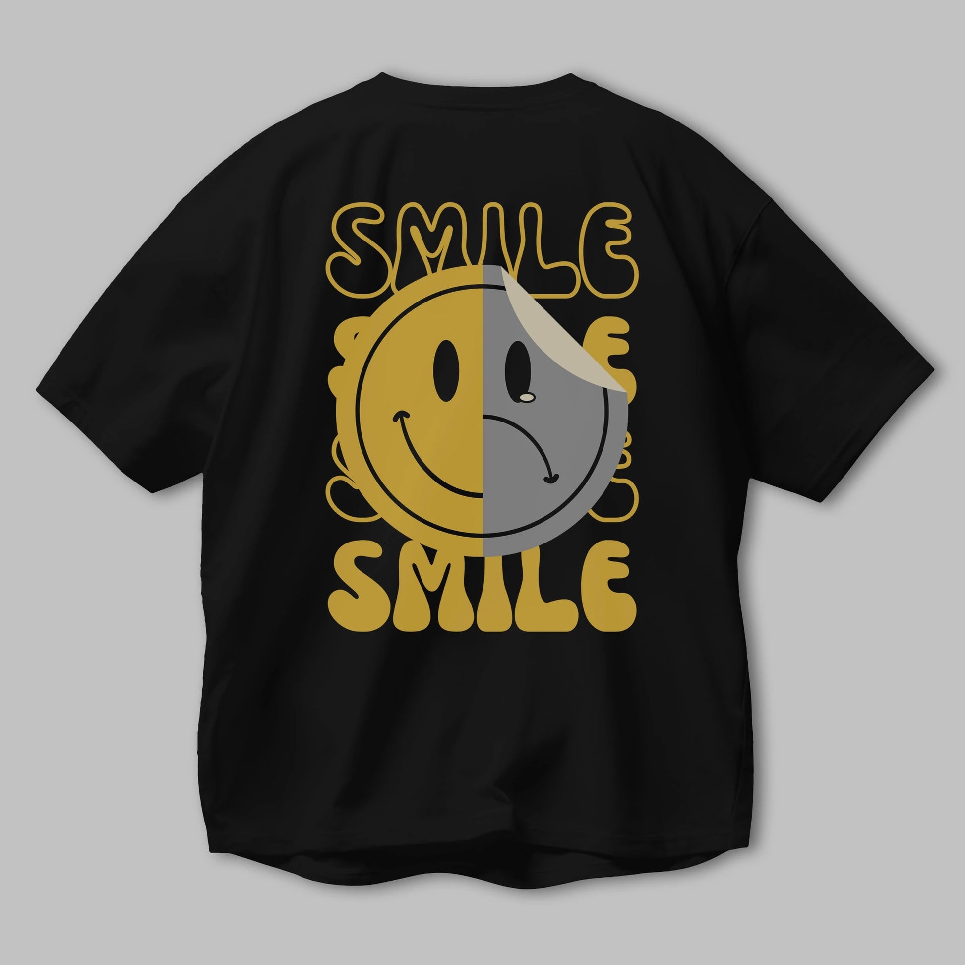 Smile Yazılı Arka Baskılı Oversize t-shirt Erkek Kadın Unisex