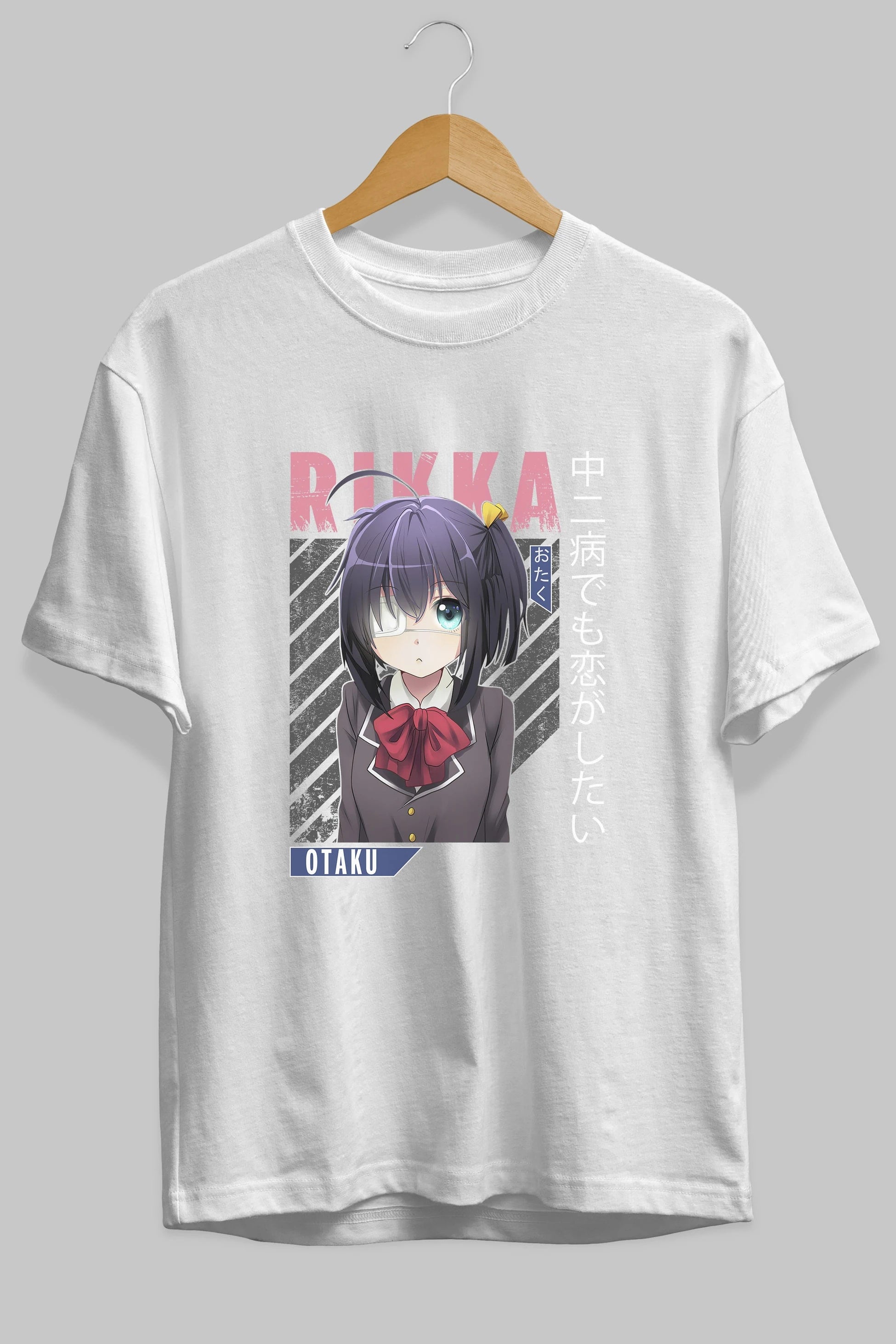 Rikka Takanashi 9 Anime Ön Baskılı Oversize t-shirt %100 pamuk Erkek Kadın Unisex