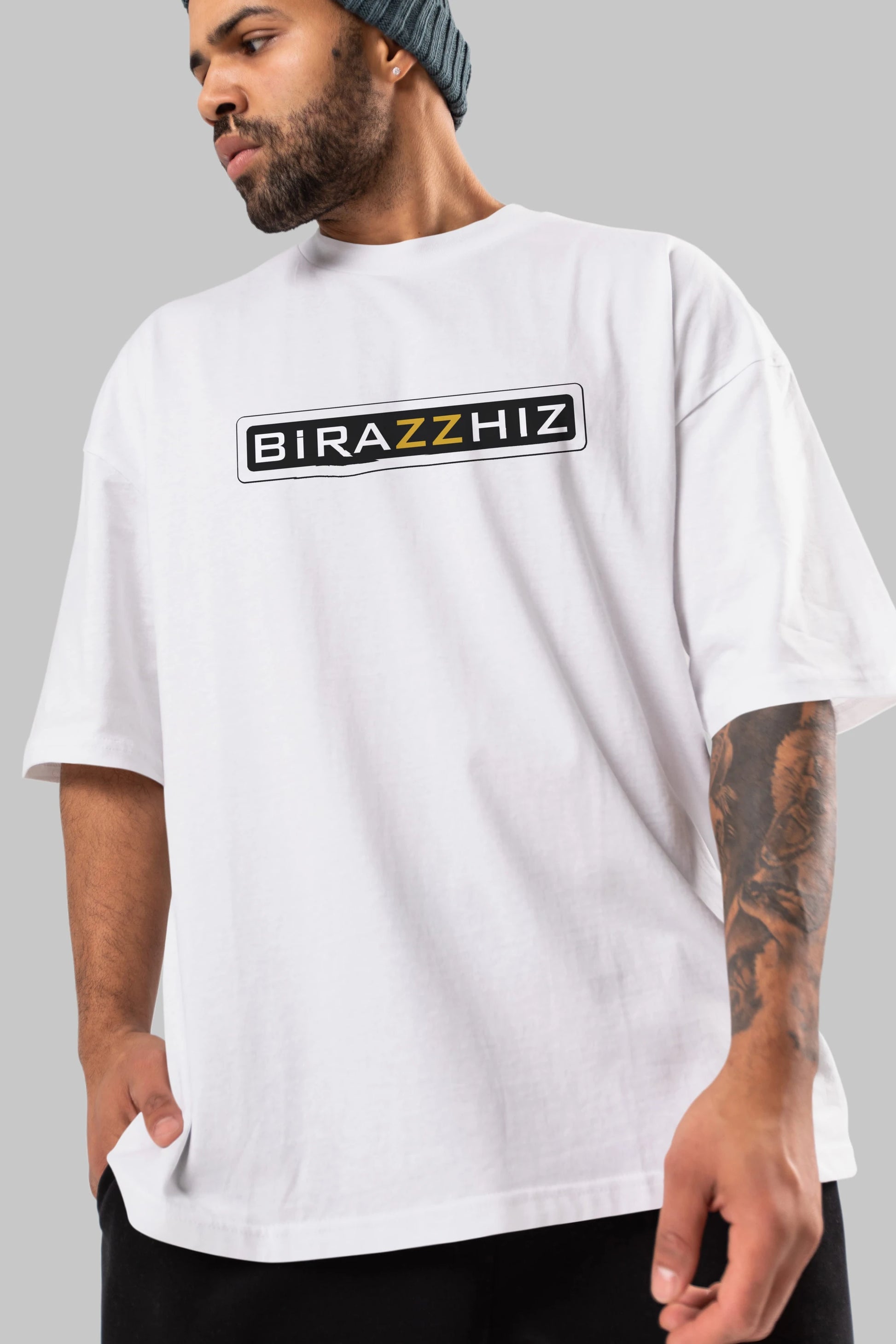 Birazzhız Ön Baskılı Oversize t-shirt %100 pamuk Erkek Kadın Unisex