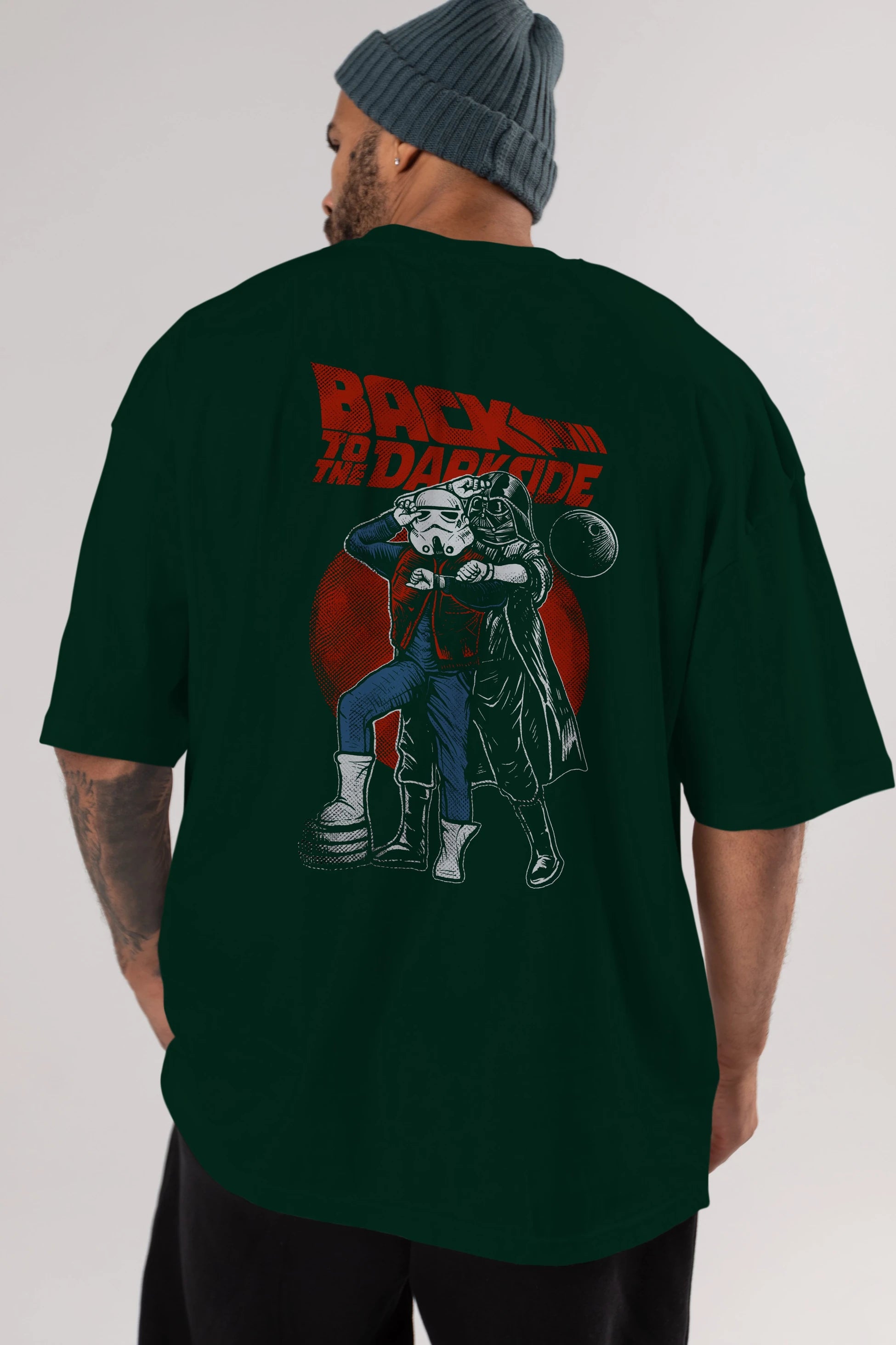 Back To The Darkside Arka Baskılı Oversize t-shirt Erkek Kadın Unisex %100 Pamuk