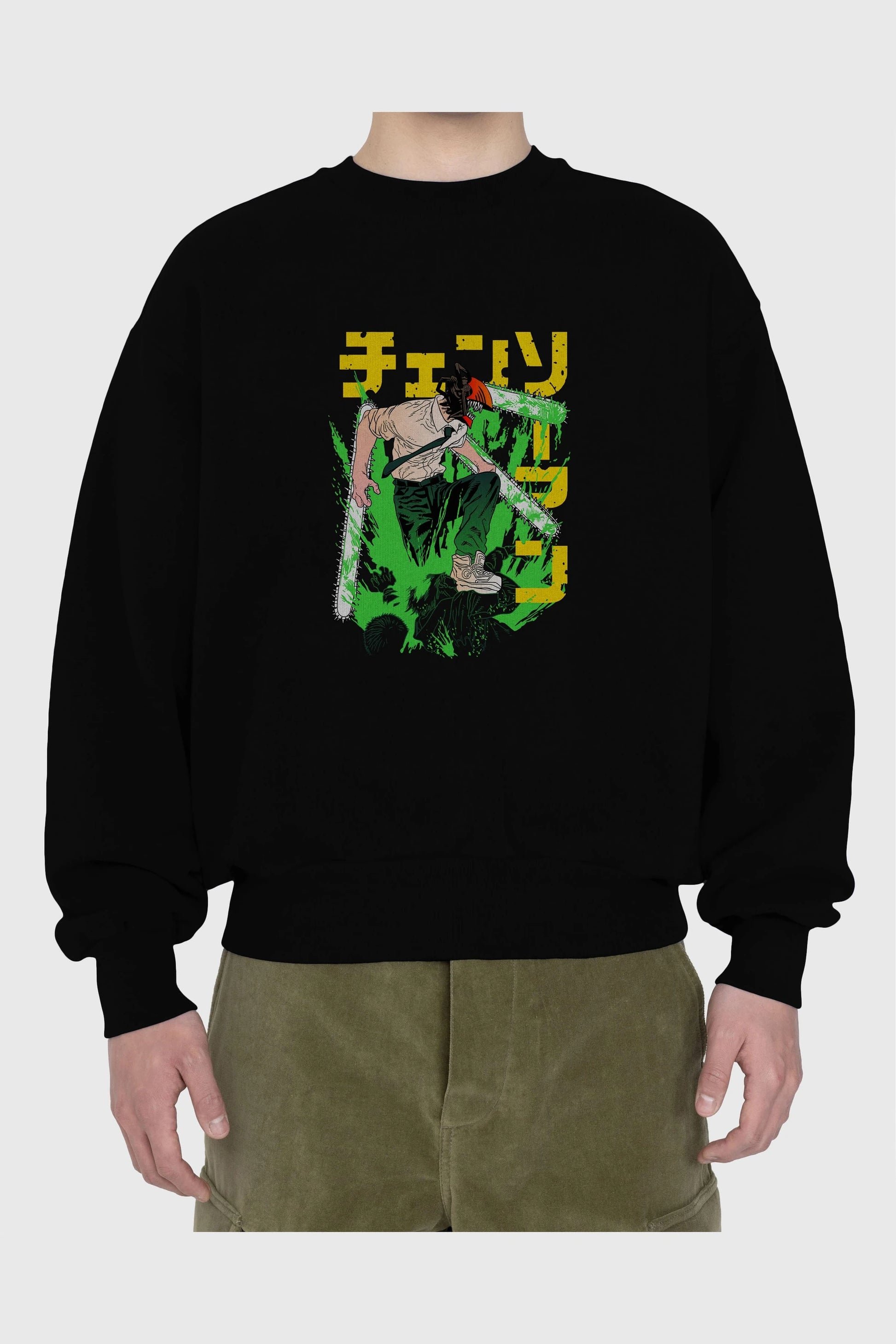 CHAINSAWMAN DENJI Anime Ön Baskılı Oversize Sweatshirt Erkek Kadın Unisex