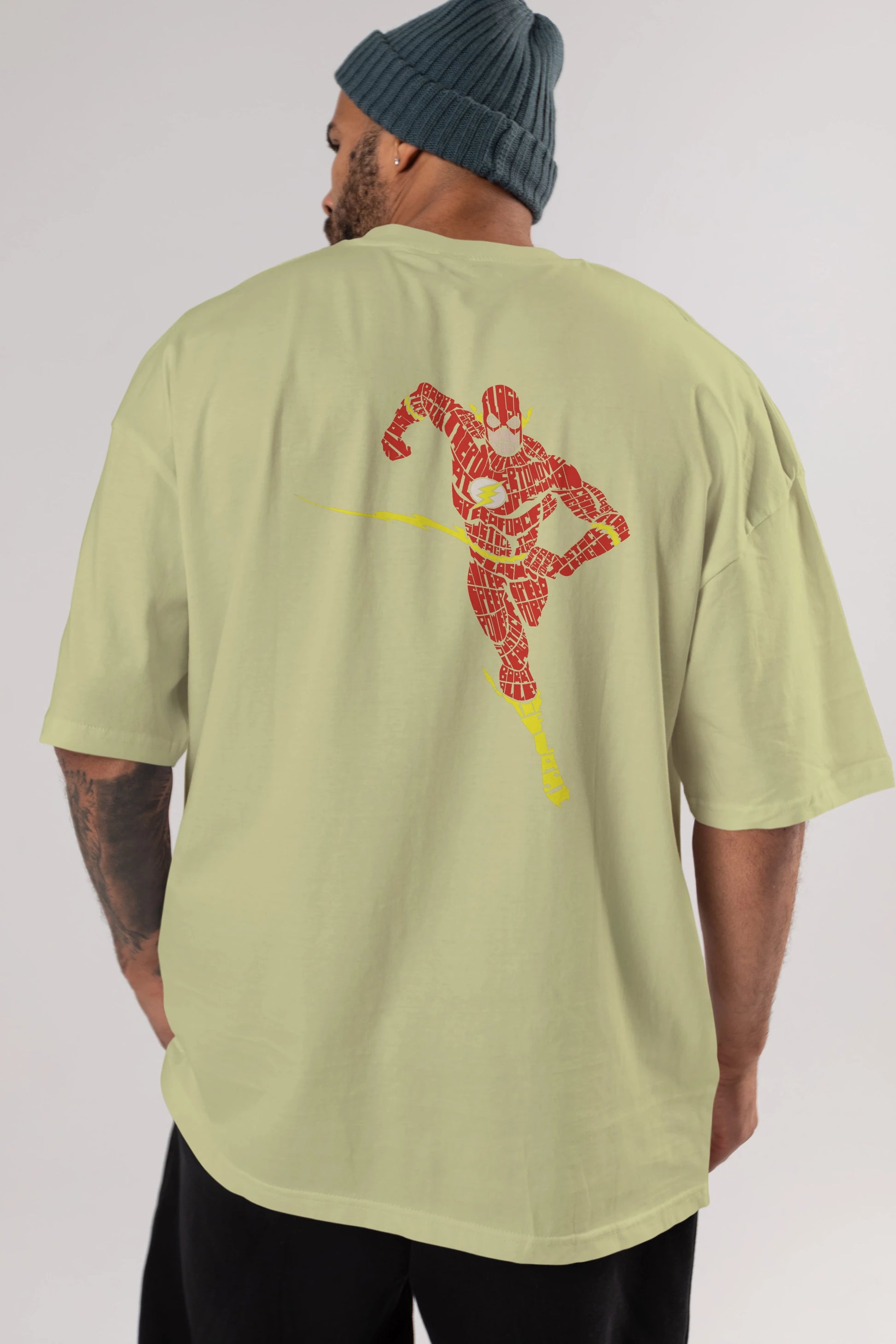 The Flash Arka Baskılı Oversize t-shirt %100 pamuk Erkek Kadın Unisex