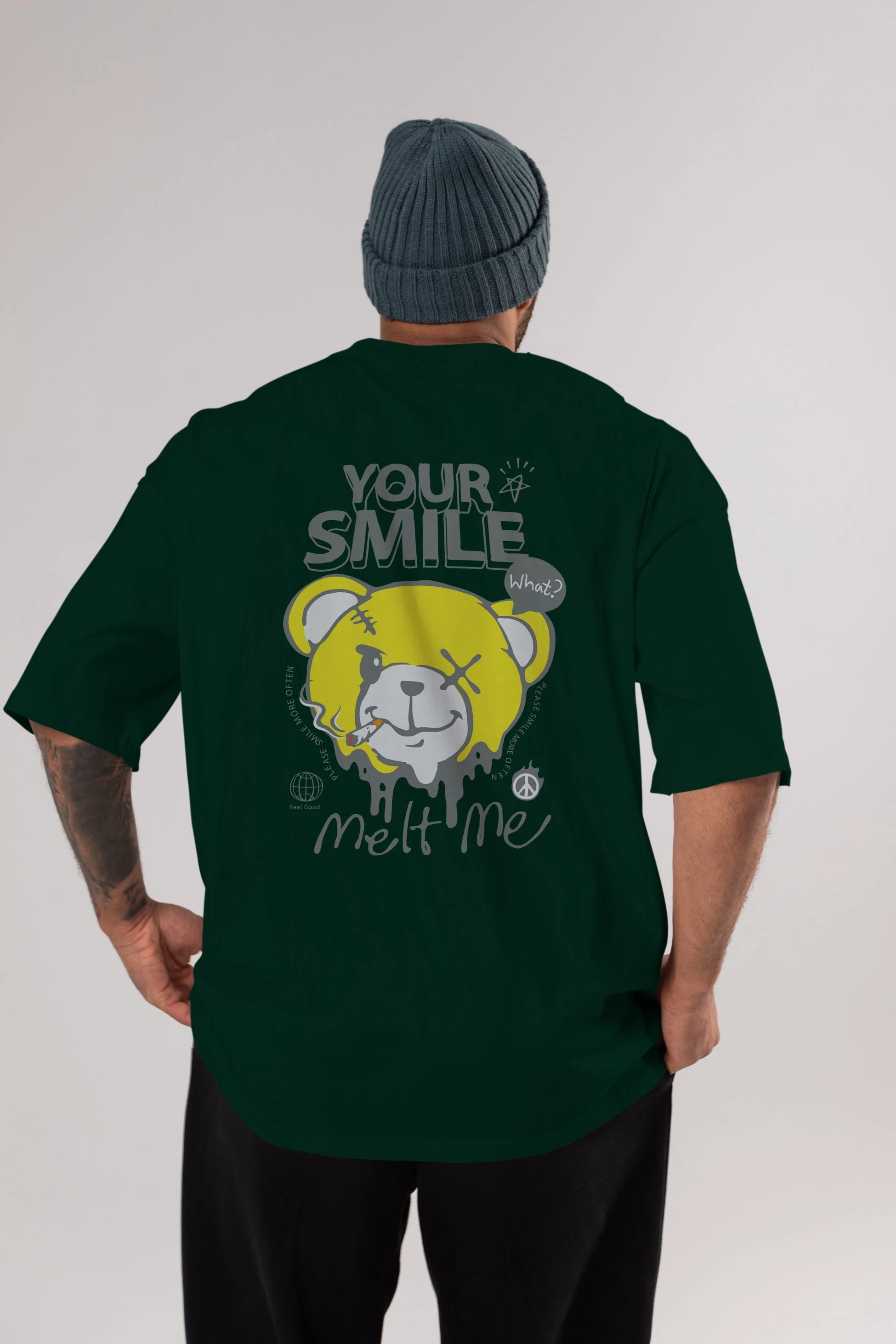 Your Smile Bear Arka Baskılı Oversize t-shirt Erkek Kadın Unisex