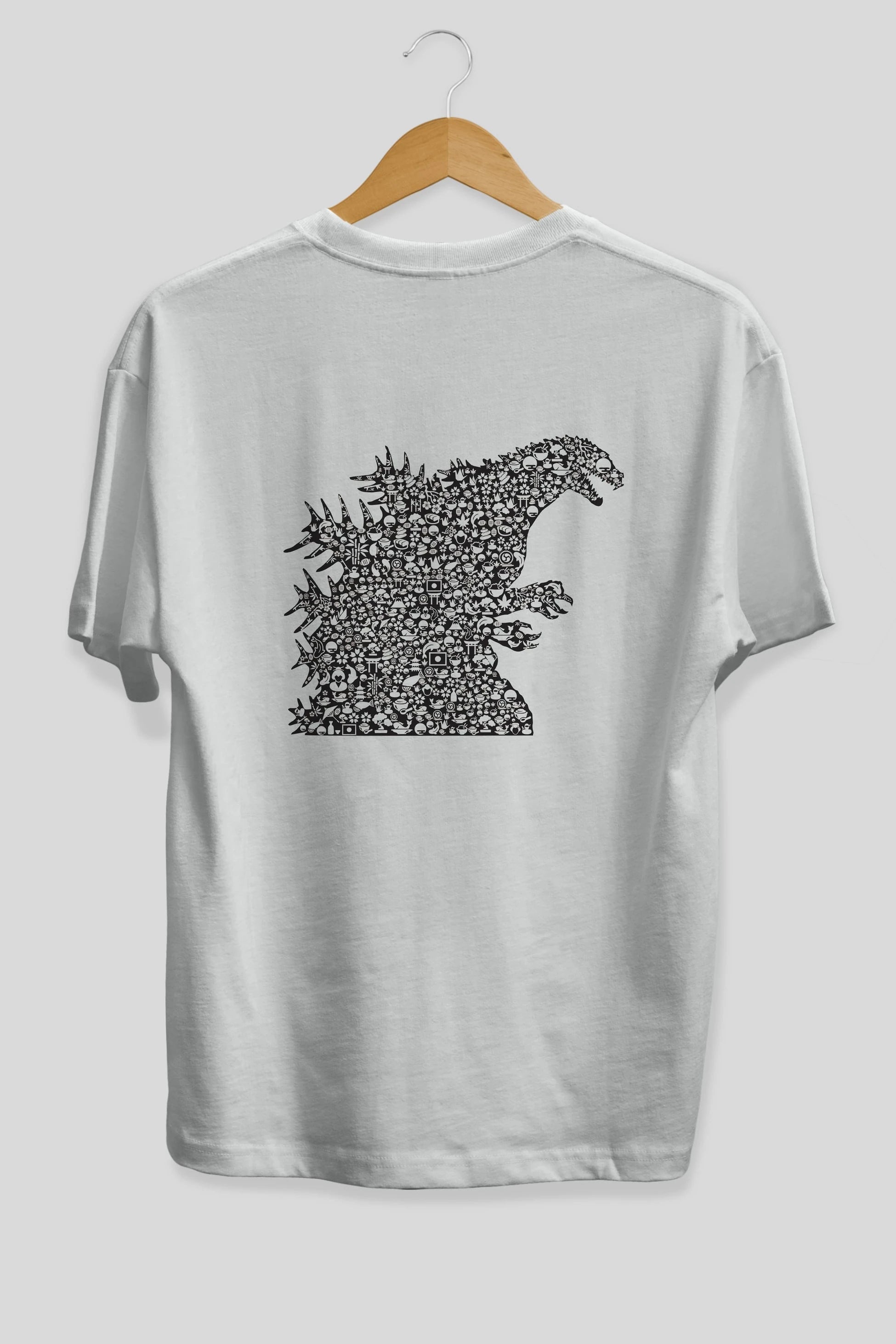 Godzilla Arka Baskılı Oversize t-shirt %100 pamuk Erkek Kadın Unisex