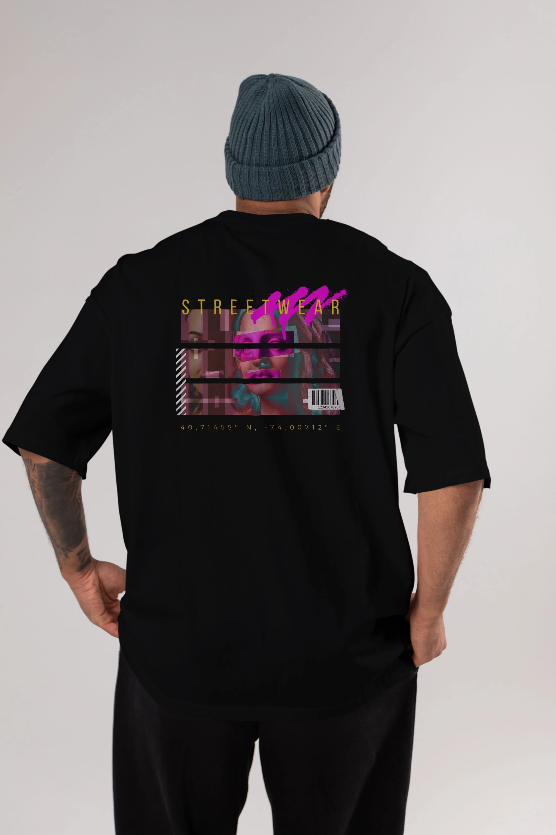 Futuristic Streetwear 2 Arka Baskılı Oversize t-shirt Erkek Kadın Unisex