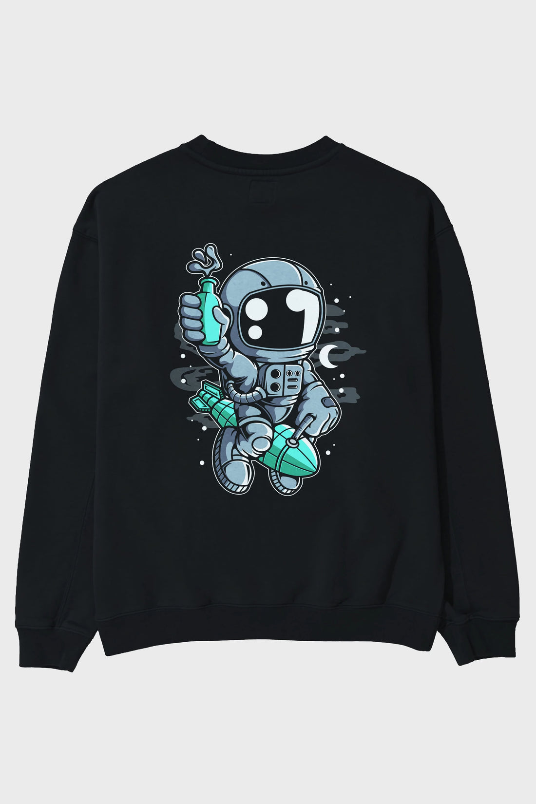 Astronaut Rocket Arka Baskılı Oversize Sweatshirt Erkek Kadın Unisex