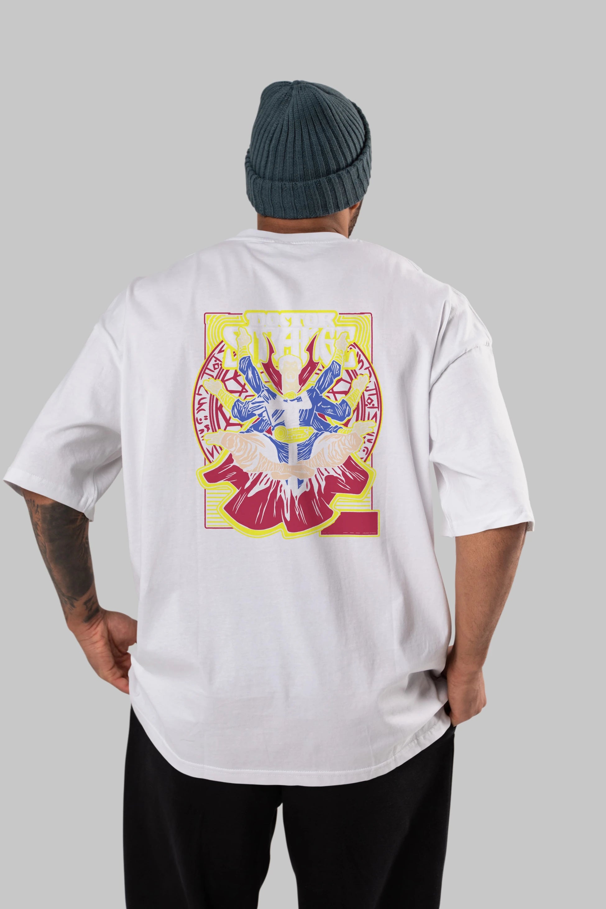 Doctor Strange (1) Arka Baskılı Oversize t-shirt Erkek Kadın Unisex %100 Pamuk Bisiklet Yaka tişort