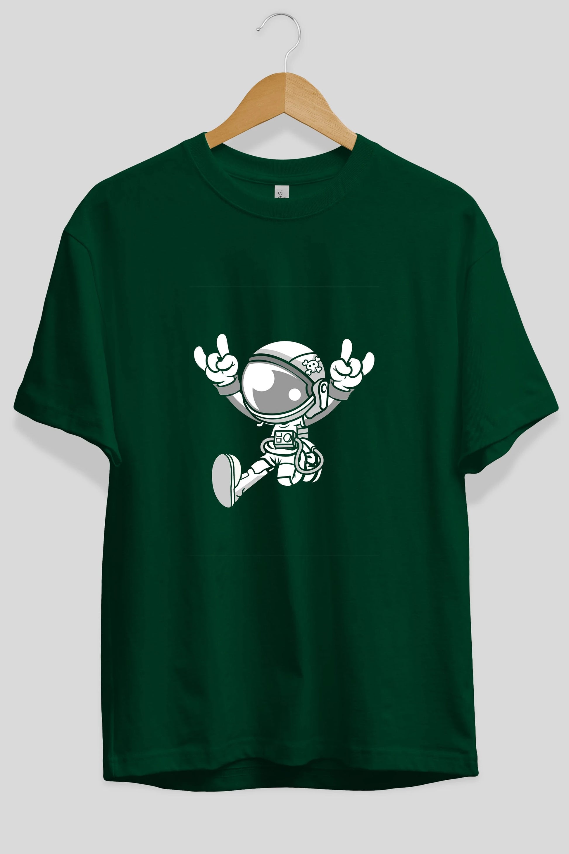 Astronaut Metal Ön Baskılı Oversize t-shirt Erkek Kadın Unisex %100 Pamuk tişort