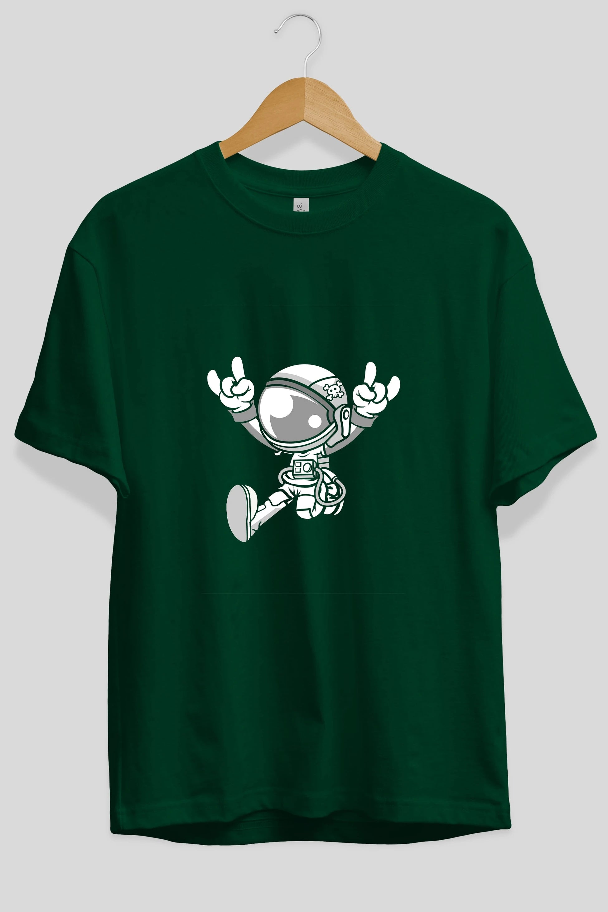 Astronaut Metal Ön Baskılı Oversize t-shirt Erkek Kadın Unisex %100 Pamuk tişort
