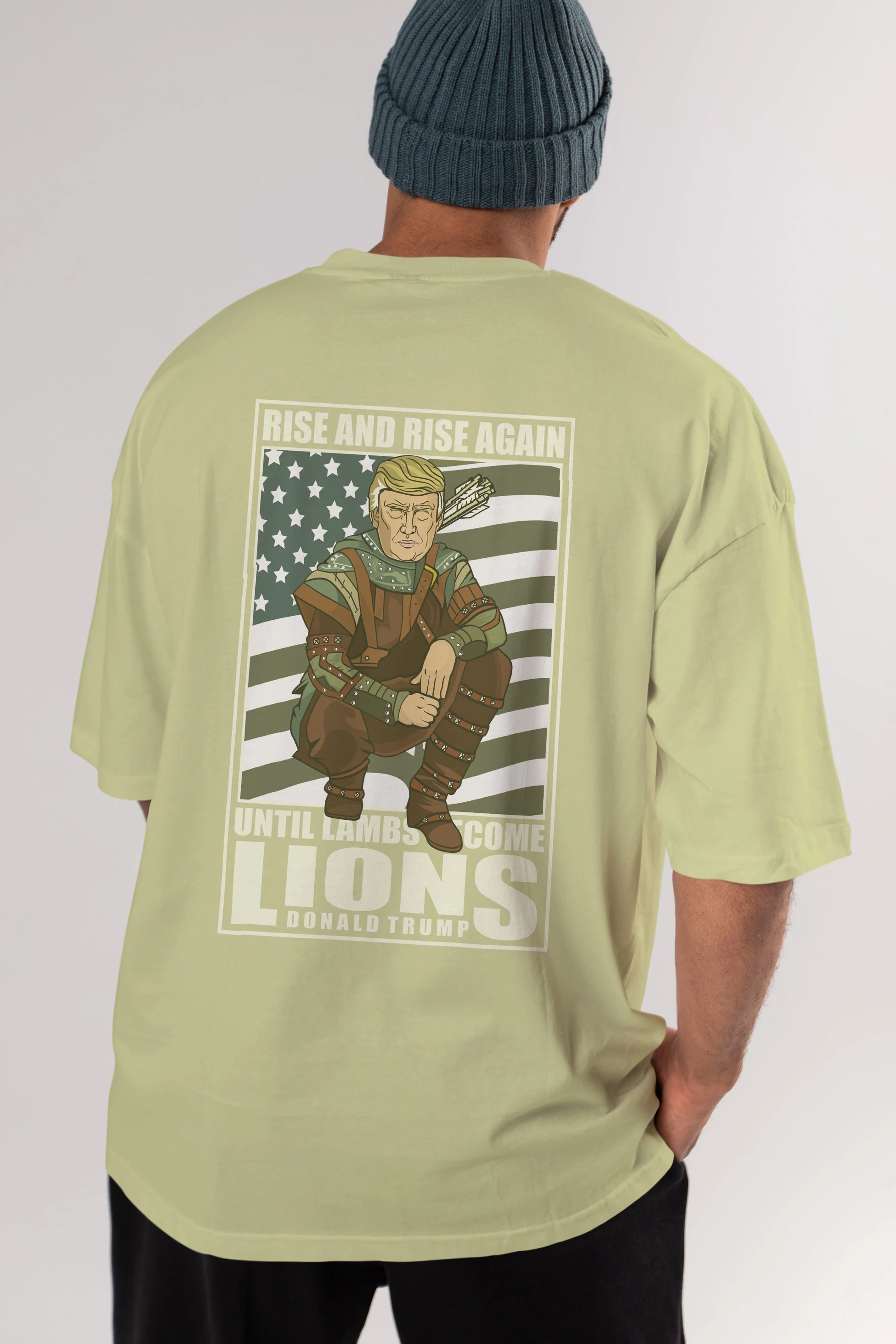 Robin Hood Trump Arka Baskılı Oversize t-shirt Erkek Kadın Unisex %100 Pamuk tişort