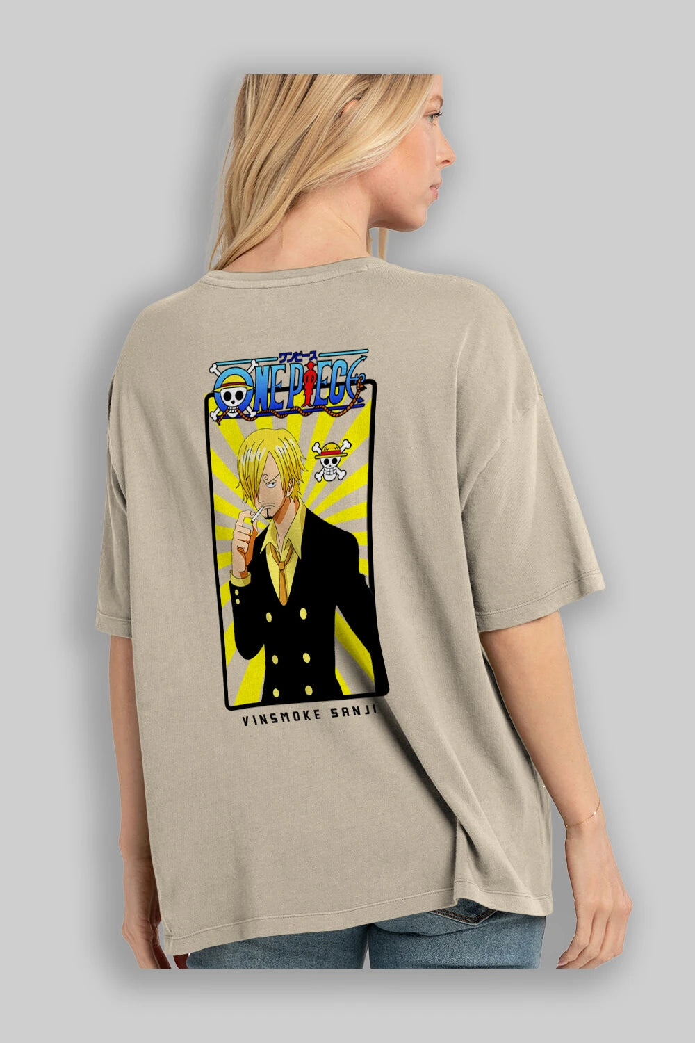 Sanji 4 Anime Arka Baskılı Oversize t-shirt Erkek Kadın Unisex %100 pamuk tişort