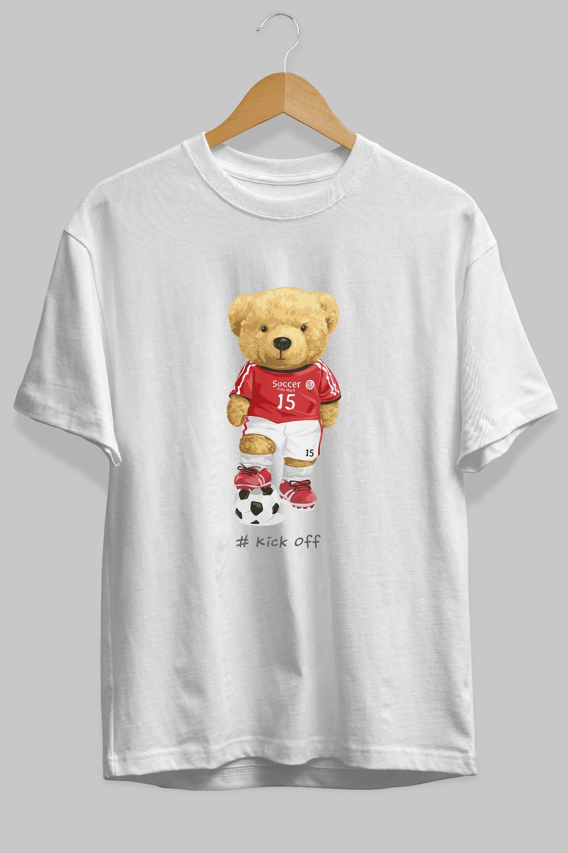 Teddy Bear Kick Off Ön Baskılı Oversize t-shirt Erkek Kadın Unisex %100 Pamuk