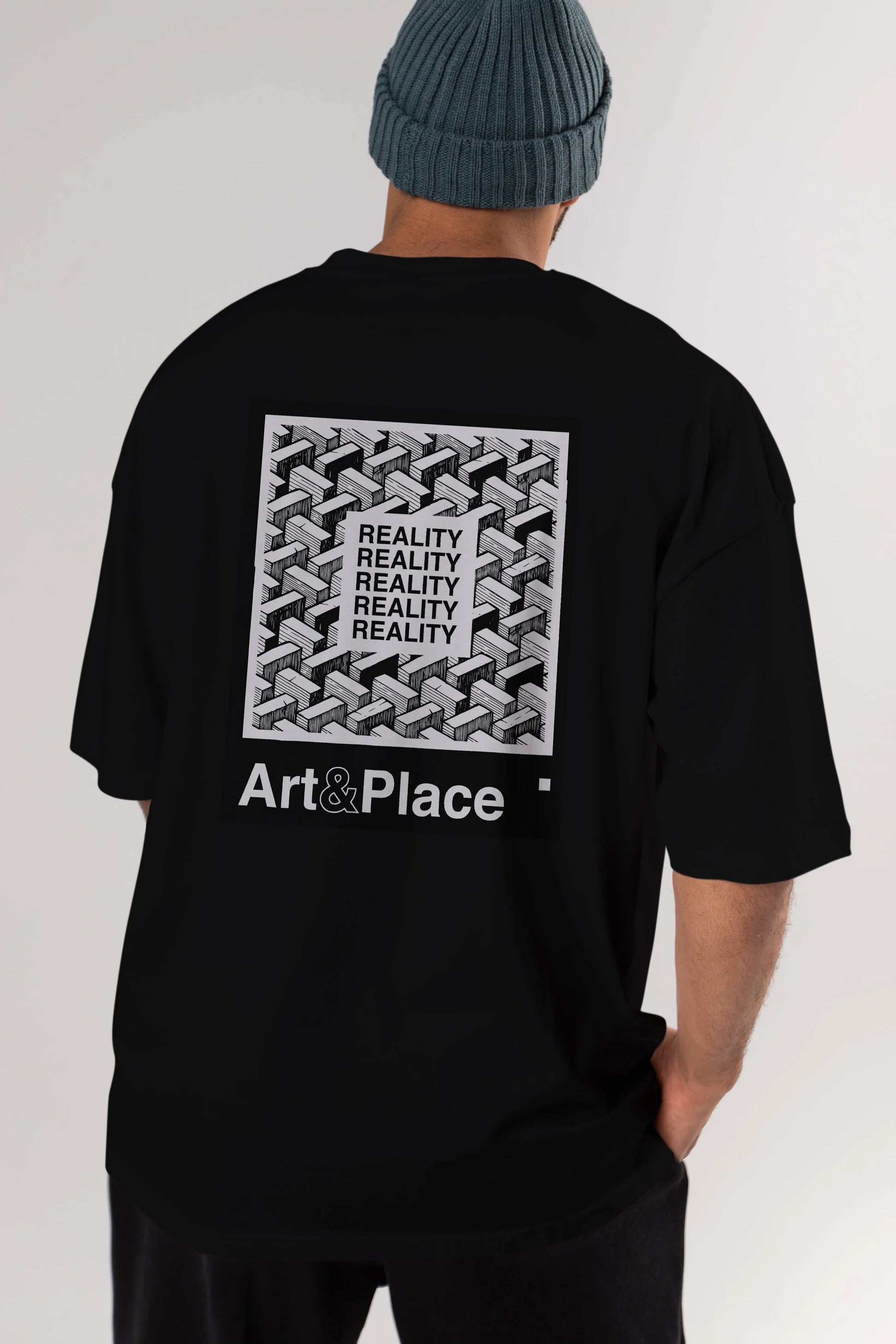 Reality Arka Baskılı Oversize t-shirt Erkek Kadın Unisex