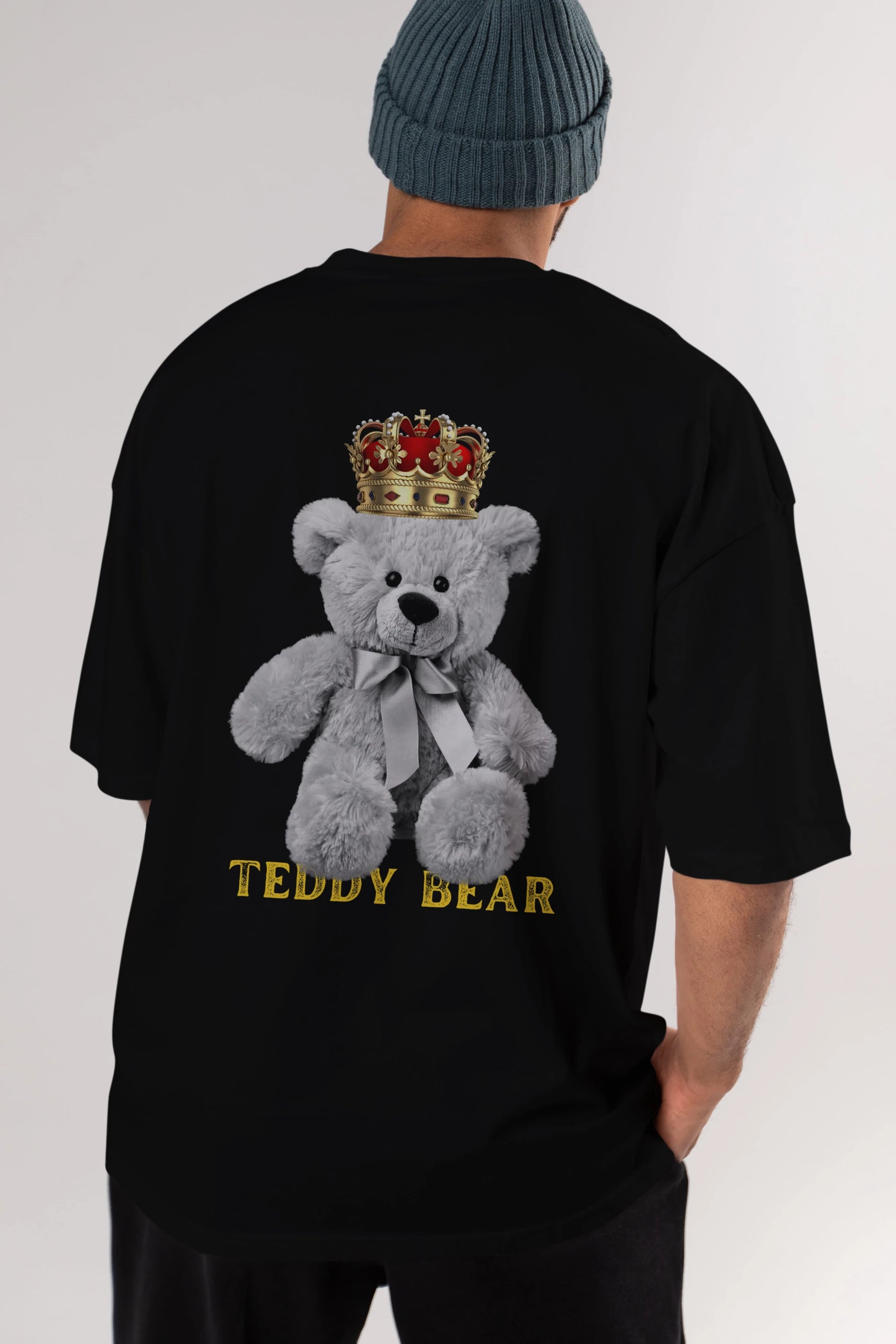 Teddy Bear Arka Baskılı Oversize t-shirt Erkek Kadın Unisex