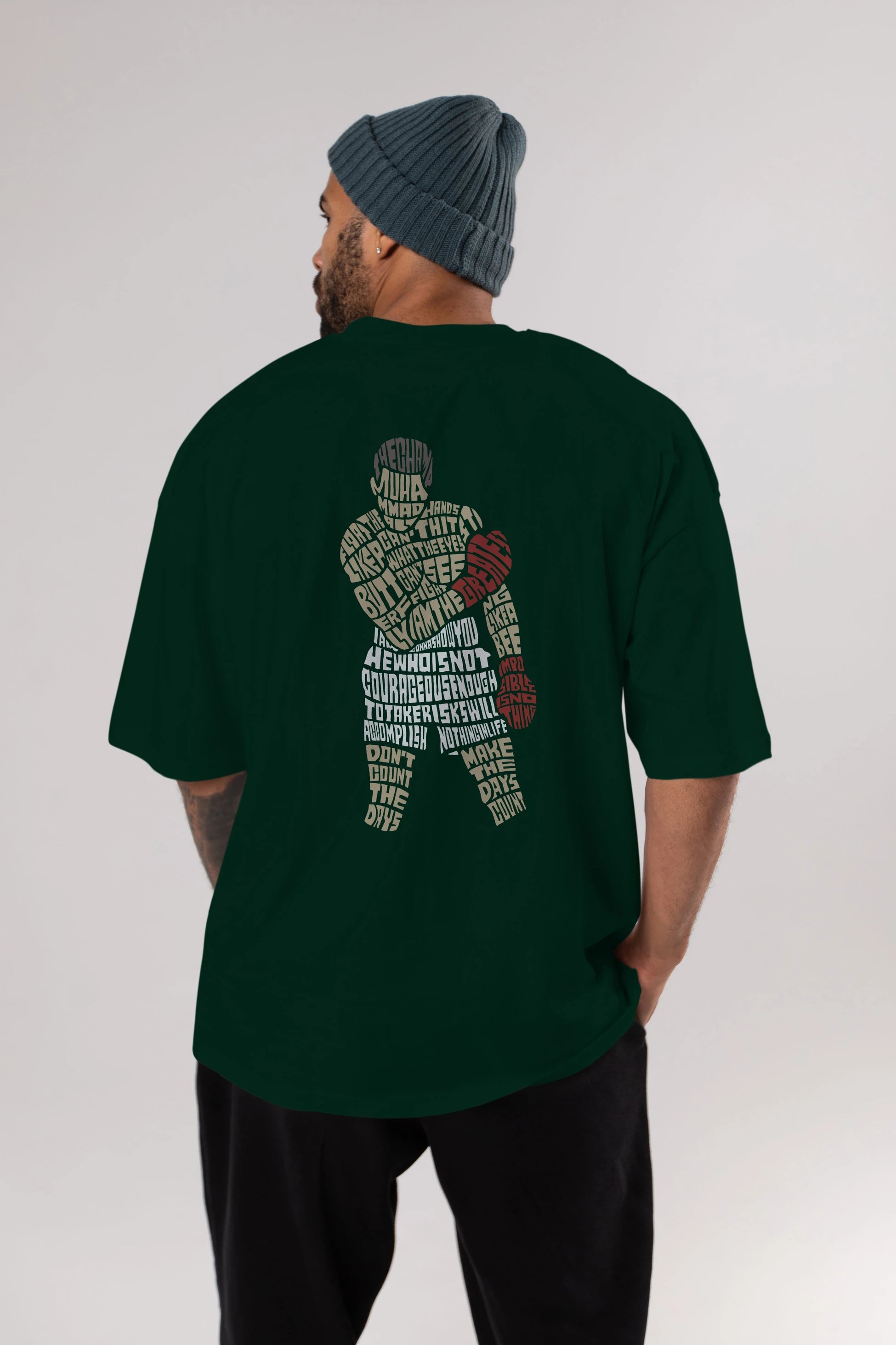 The Champ Muhammad Ali Arka Baskılı Oversize t-shirt %100 pamuk Erkek Kadın Unisex