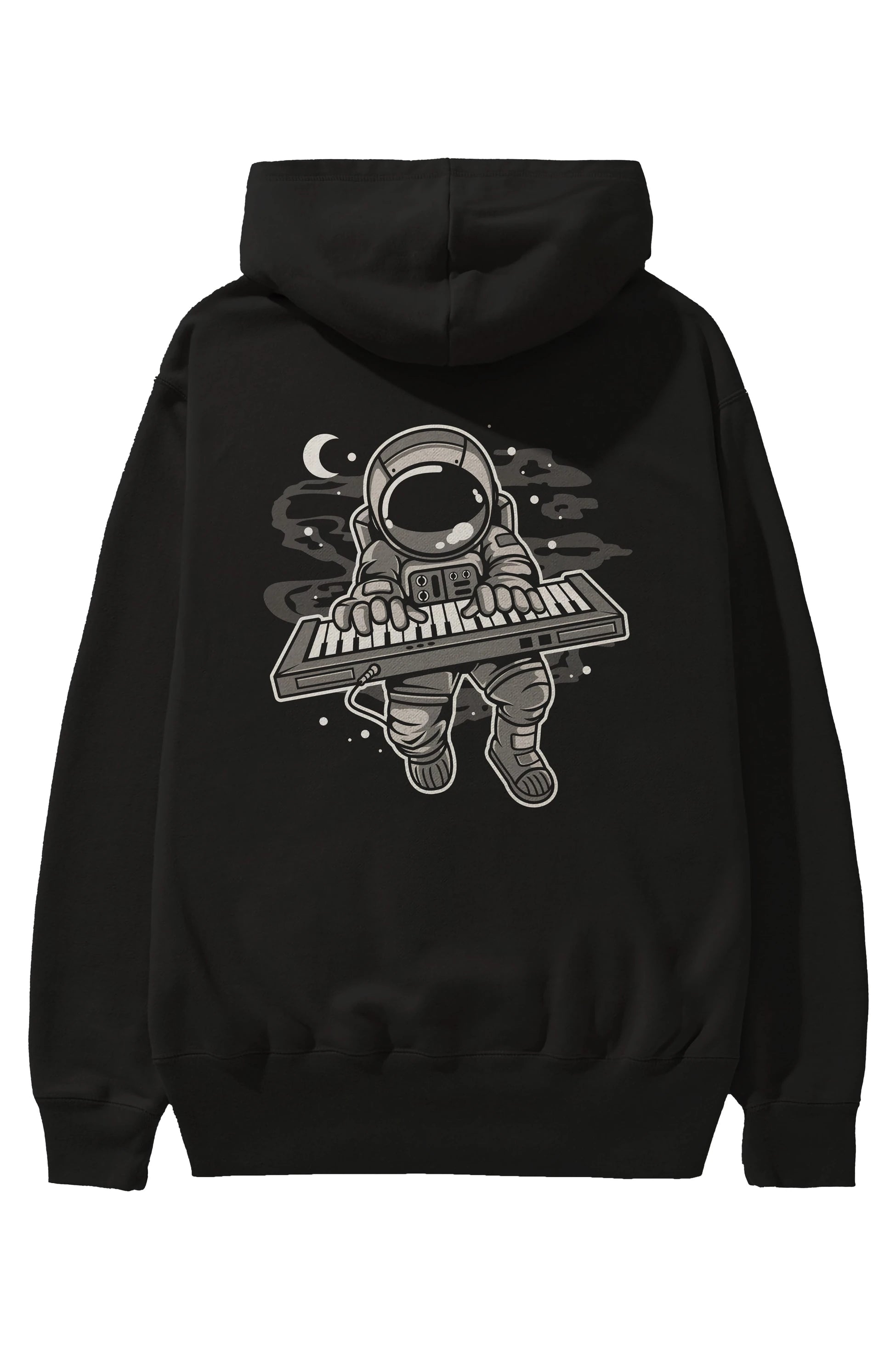 Astronaut Keyboard Arka Baskılı Hoodie Oversize Kapüşonlu Sweatshirt Erkek Kadın Unisex