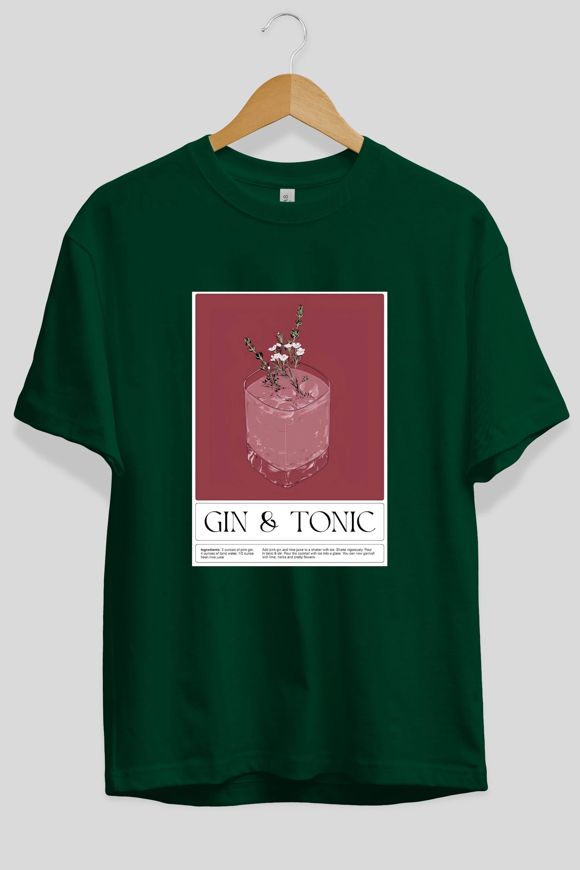 Gin Tonic 4 Ön Baskılı Oversize t-shirt Erkek Kadın Unisex %100 Pamuk Bisiklet Yaka tişort